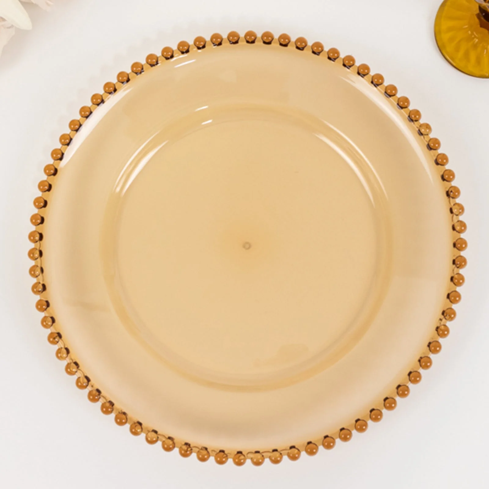 6-Pack Acrylic Charger Plates 13" Round Amber Gold with Beaded Rim - Decorative Dinner Party Charger Tableware - Image 6