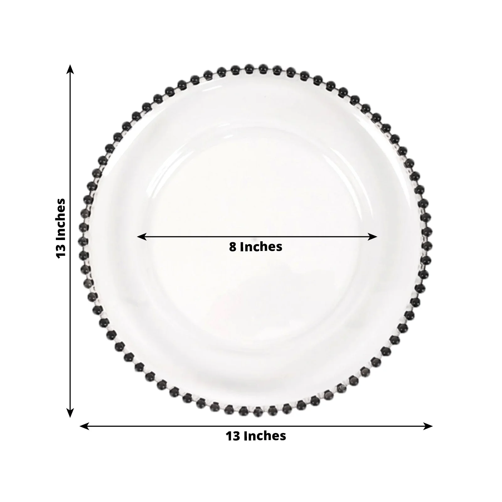 6-Pack Acrylic Charger Plates 13" Round Clear with Black Beaded Rim - Decorative Dinner Party Charger Tableware - Image 3