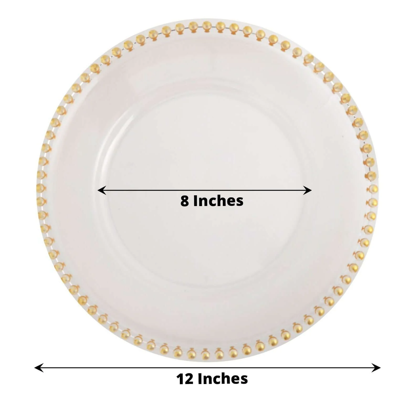 6-Pack Acrylic Charger Plates 13" Round Clear with Gold Beaded Rim - Decorative Dinner Party Serving Plates - Image 2