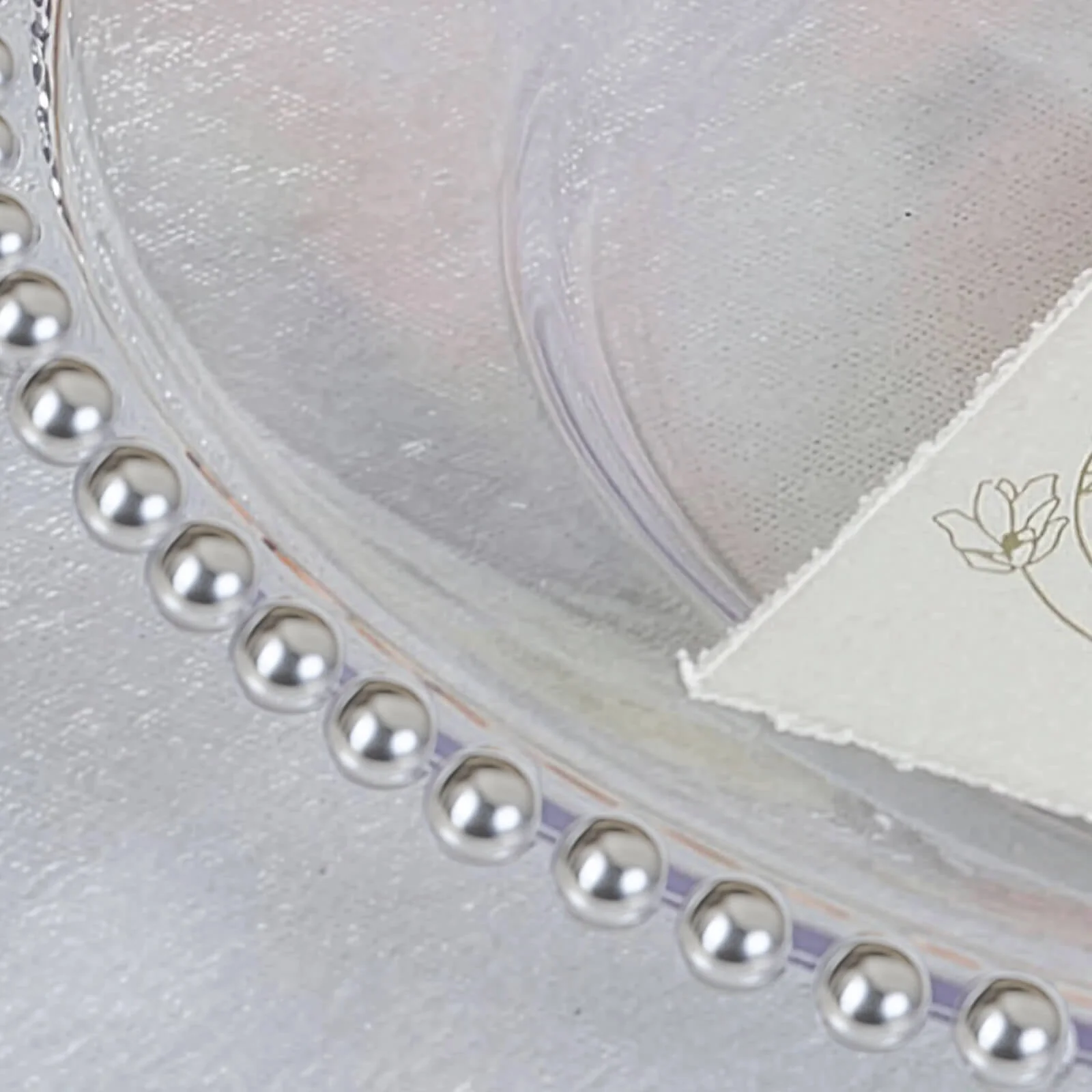 6-Pack Acrylic Charger Plates 13" Round Clear with Silver Beaded Rim - Decorative Dinner Party Serving Plates - Image 8