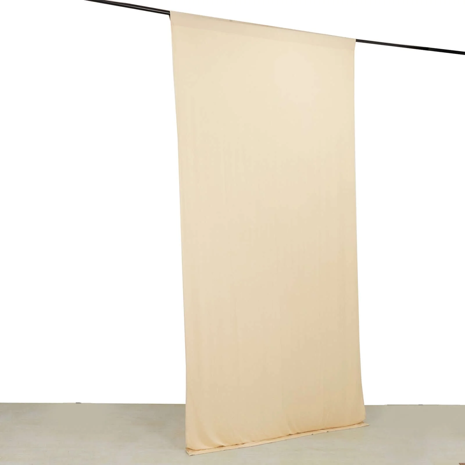 Beige 4-Way Stretch Spandex Backdrop Drape Curtain, Wrinkle Free Event Divider Panel with Rod Pockets - 5ftx10ft - Image 6