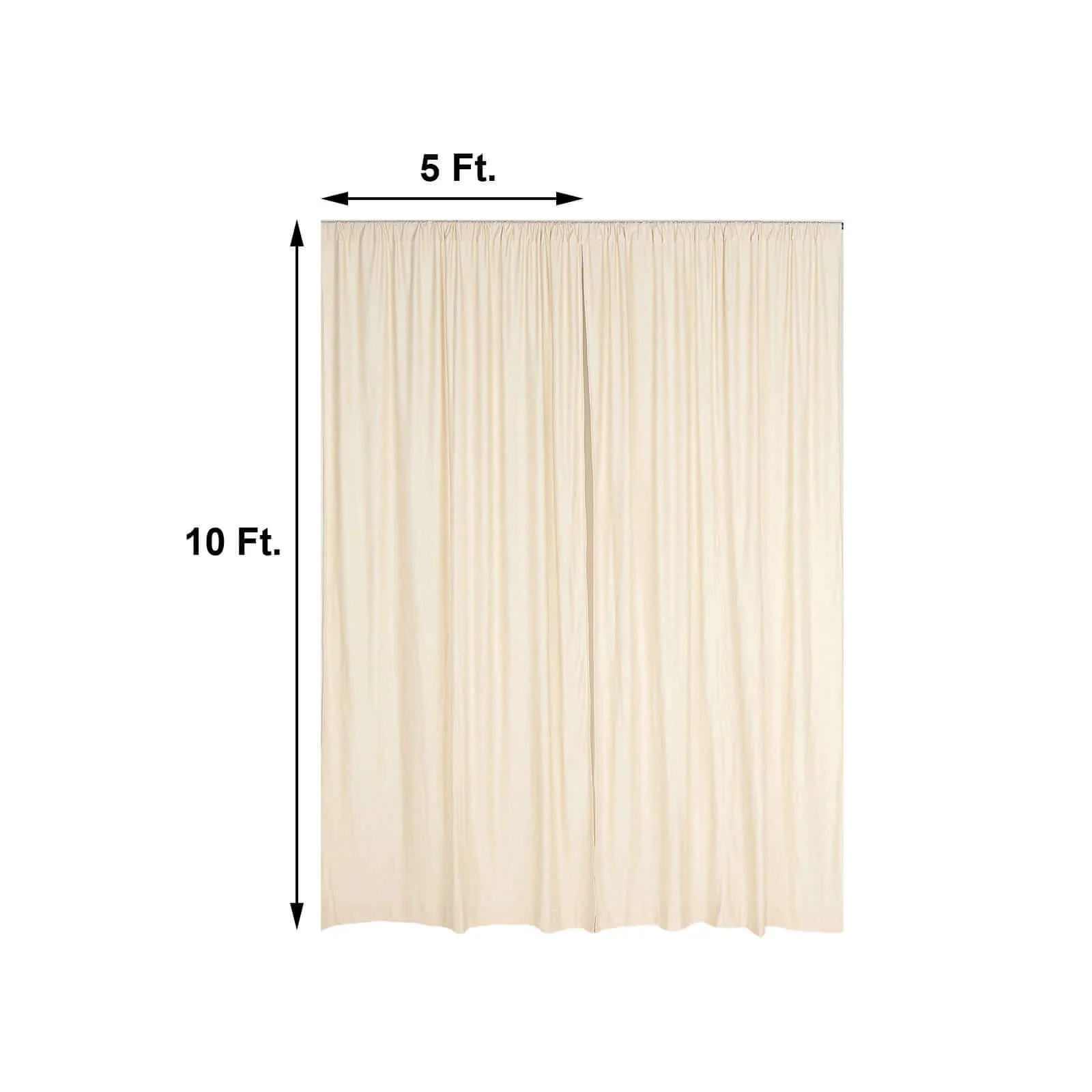 2 Pack 5ftx10ft Beige Scuba Polyester Backdrop Drape Curtains, Durable Flame Resistant Event Divider Panels Wrinkle Free With Rod Pockets - Image 3