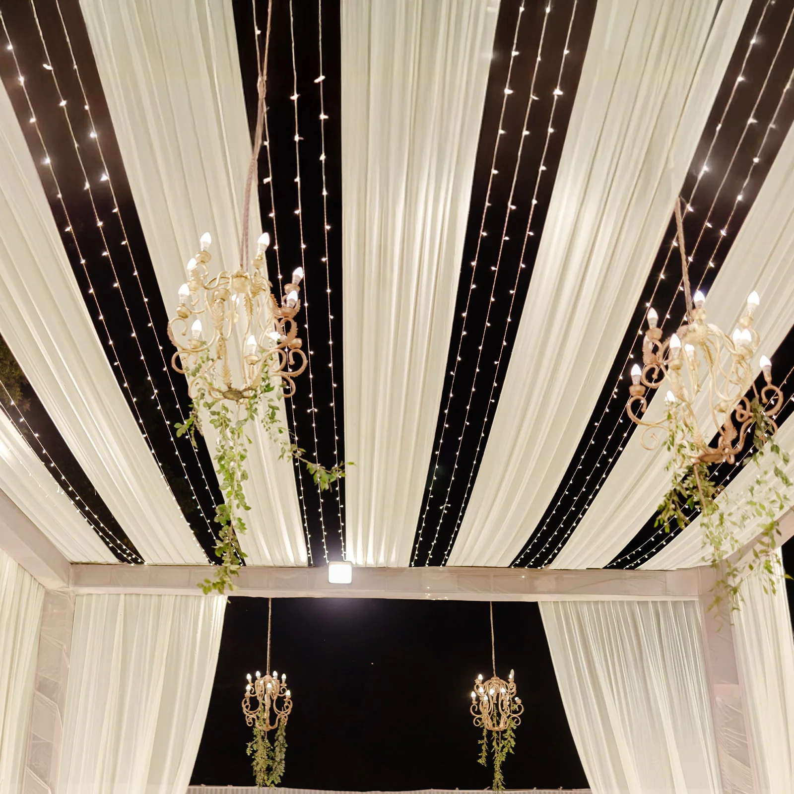 Sheer Wedding Arch Drape – 5ftx32ft Beige Sheer Curtain Backdrop, Ceiling Drapery Panel - Image 3
