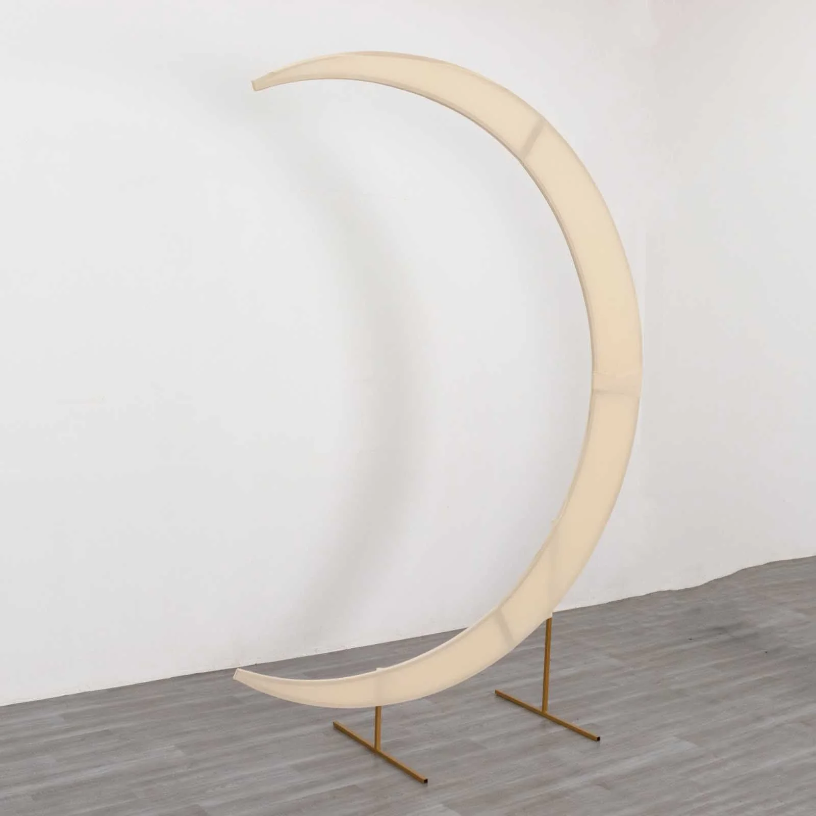 Beige Spandex Crescent Moon Chiara Backdrop Stand Cover, Custom Fitted Wedding Arch Cover - 7.5ft - Image 7