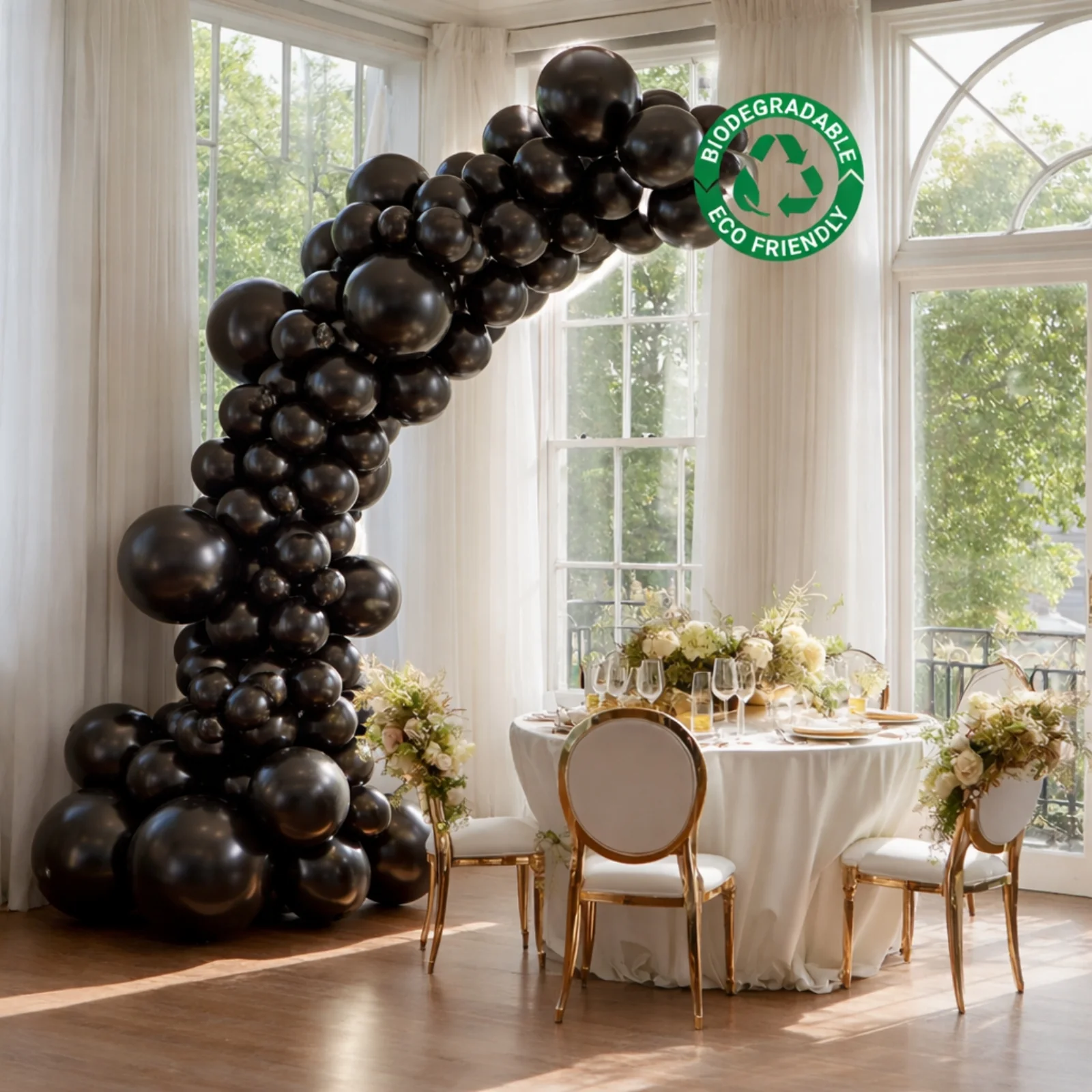 Biodegradable Balloon Arch Kit – Set of 110 Black Latex Garland, Extra Strong & Eco-Friendly - Image 6