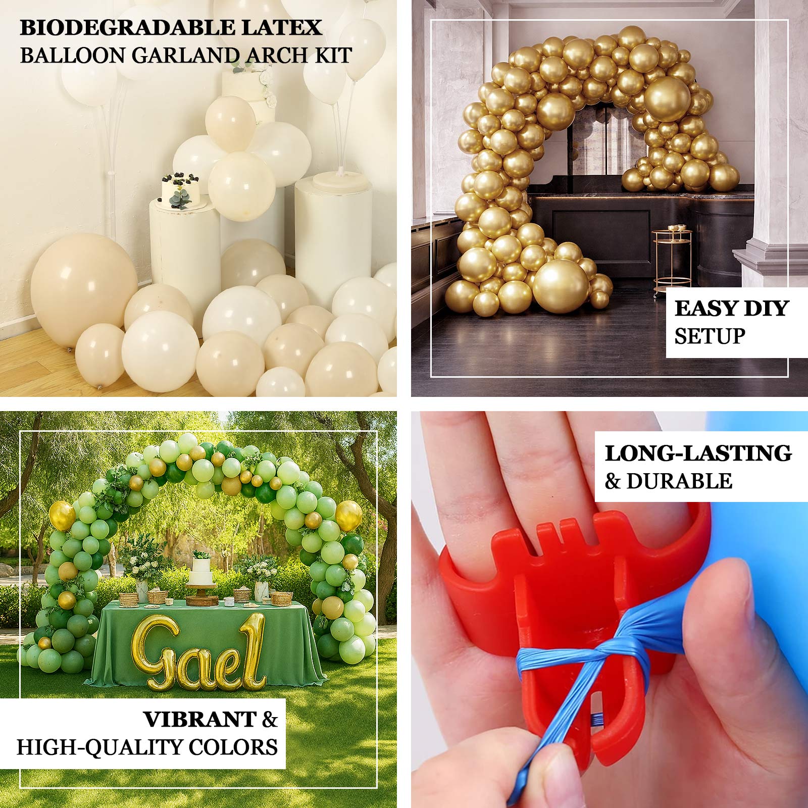 Biodegradable Balloon Arch Kit – Set of 110 Gold Latex Garland, Extra Strong & Eco-Friendly - Image 4