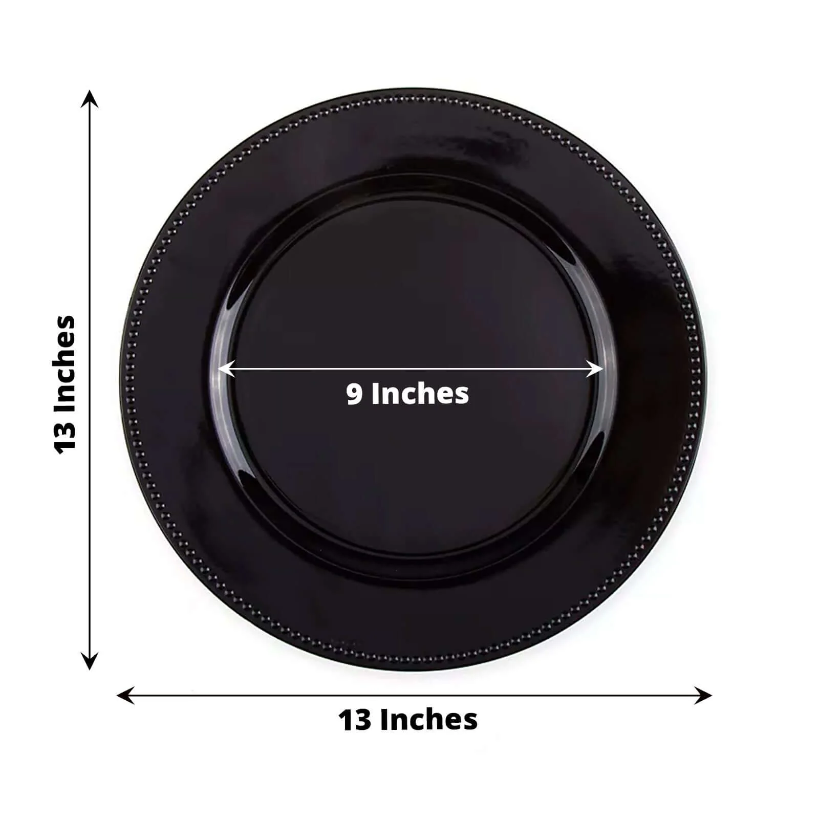 6-Pack Acrylic Charger Plates 13" Round Black Beaded Rim - Dinner Charger Tabletop Decor - Image 3