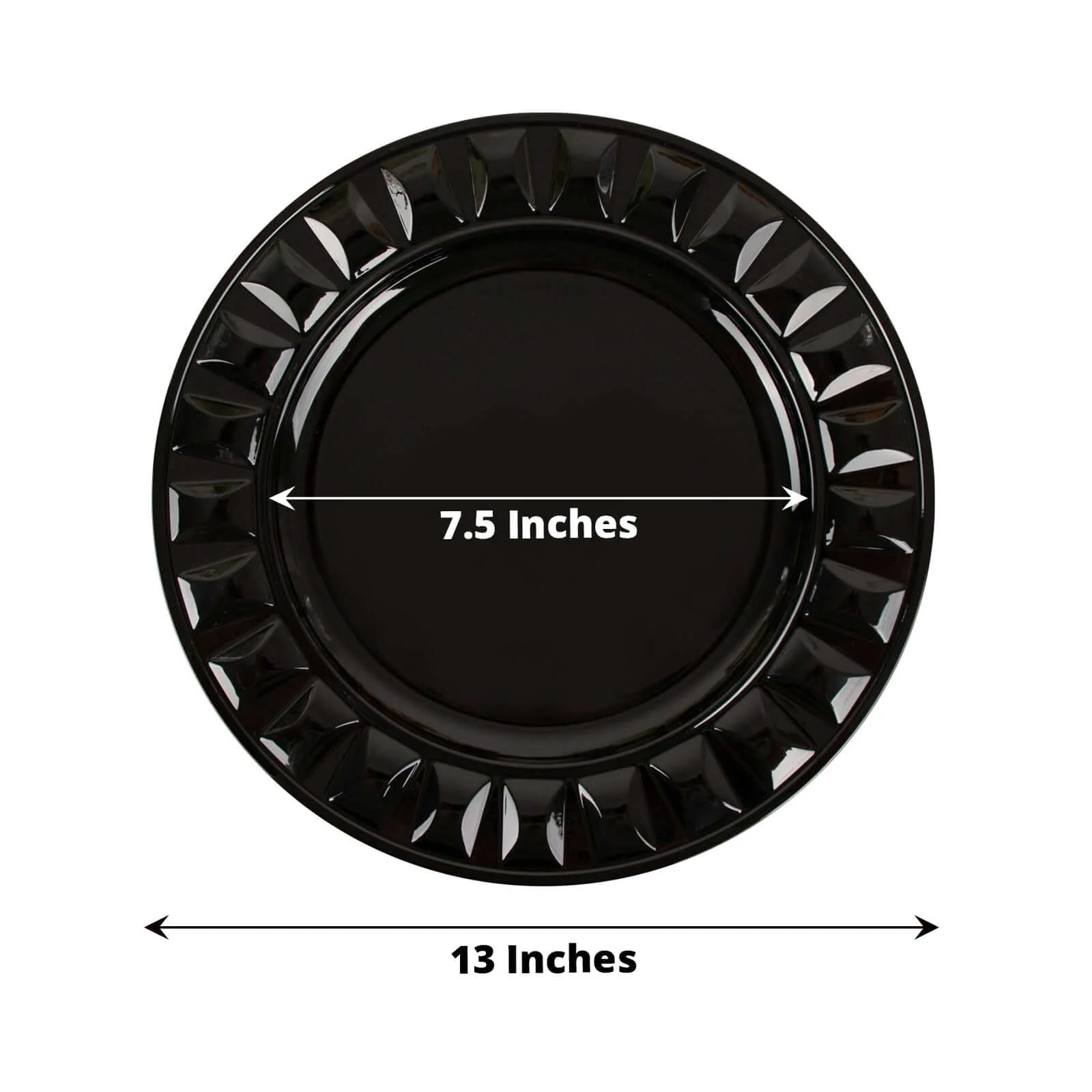 6-Pack Plastic Charger Plates 13" Round Black Bejeweled Rim - Dinner Charger Tableware - Image 3