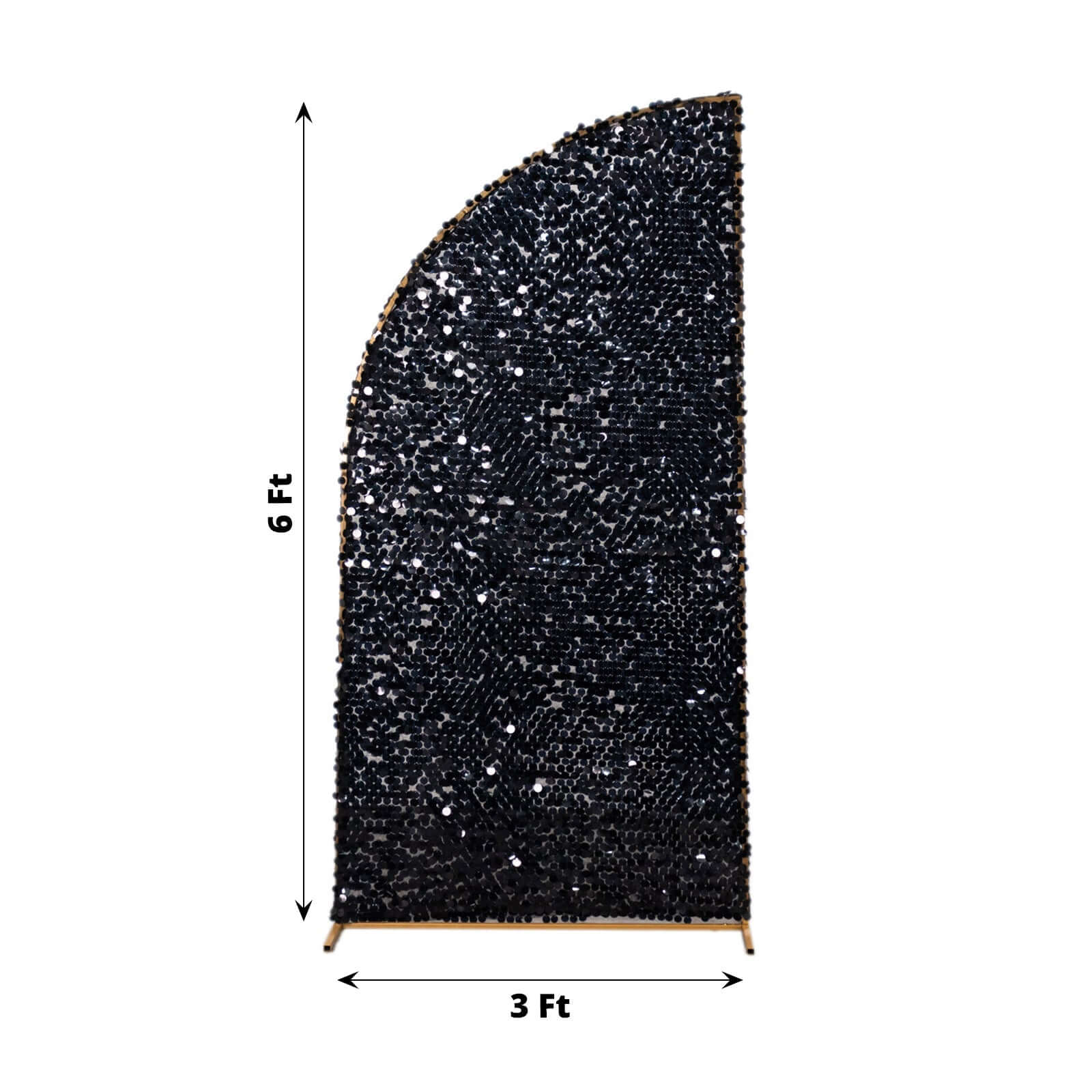 Black Double Sided Big Payette Sequin Chiara Backdrop Stand Cover For Half Moon Wedding Arch 6ft - Image 3