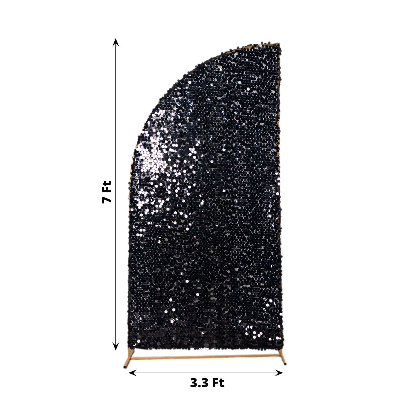 Black Double Sided Big Payette Sequin Chiara Backdrop Stand Cover For Half Moon Wedding Arch Stand 7ft - Image 3