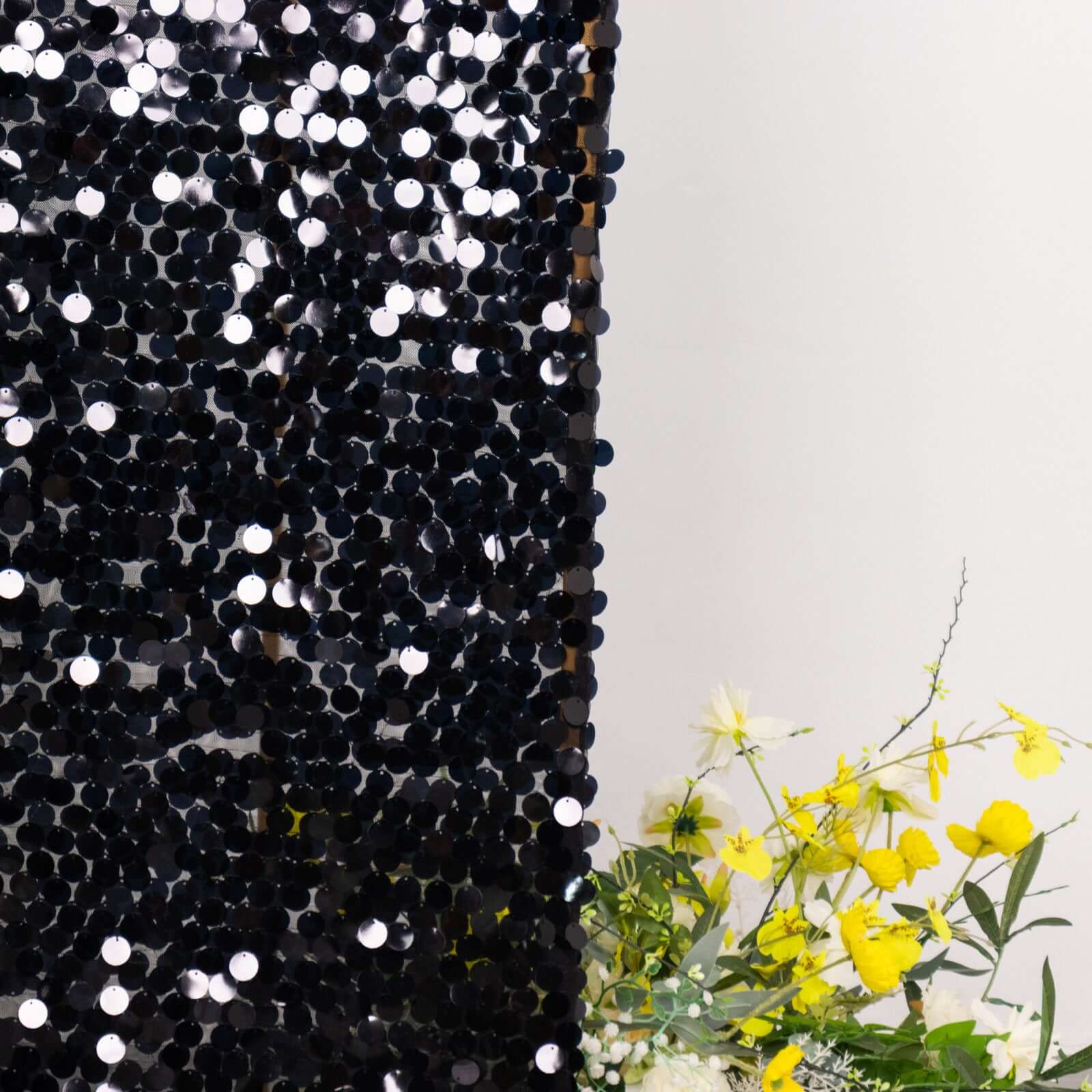 Black Double Sided Big Payette Sequin Chiara Backdrop Stand Cover For Half Moon Wedding Arch Stand 7ft - Image 8
