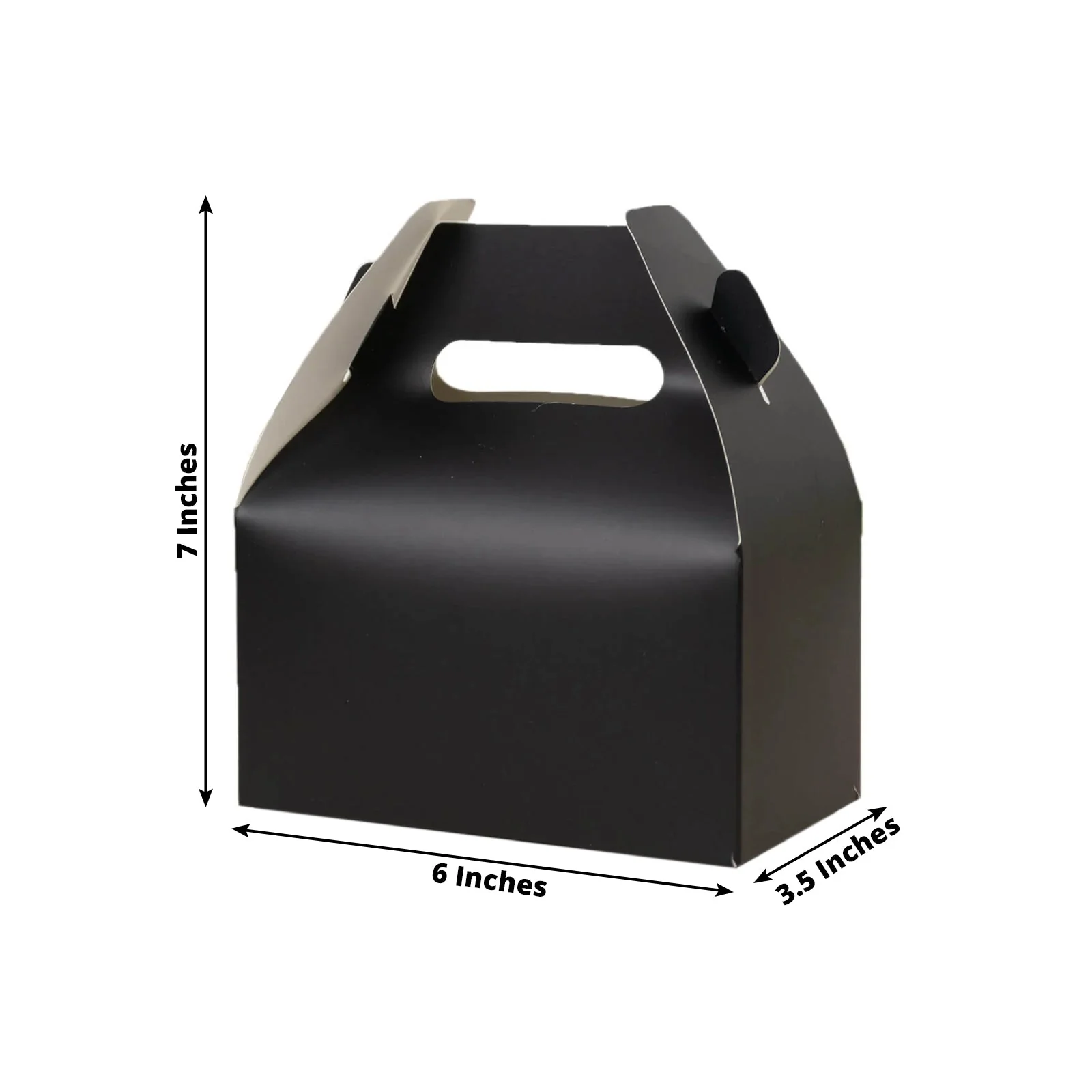 25 Pack Party Favor Gift Tote Gable Boxes, Matte Black Candy Treat Boxes - 6"x3.5"x7" - Image 2