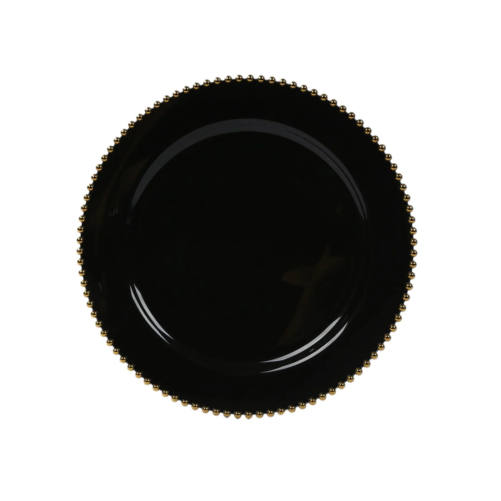 10-Pack Economy Plastic Charger Plates 13" Round Black with Gold Beaded Rim - Stylish Dinner Party Serving Plates - Image 6