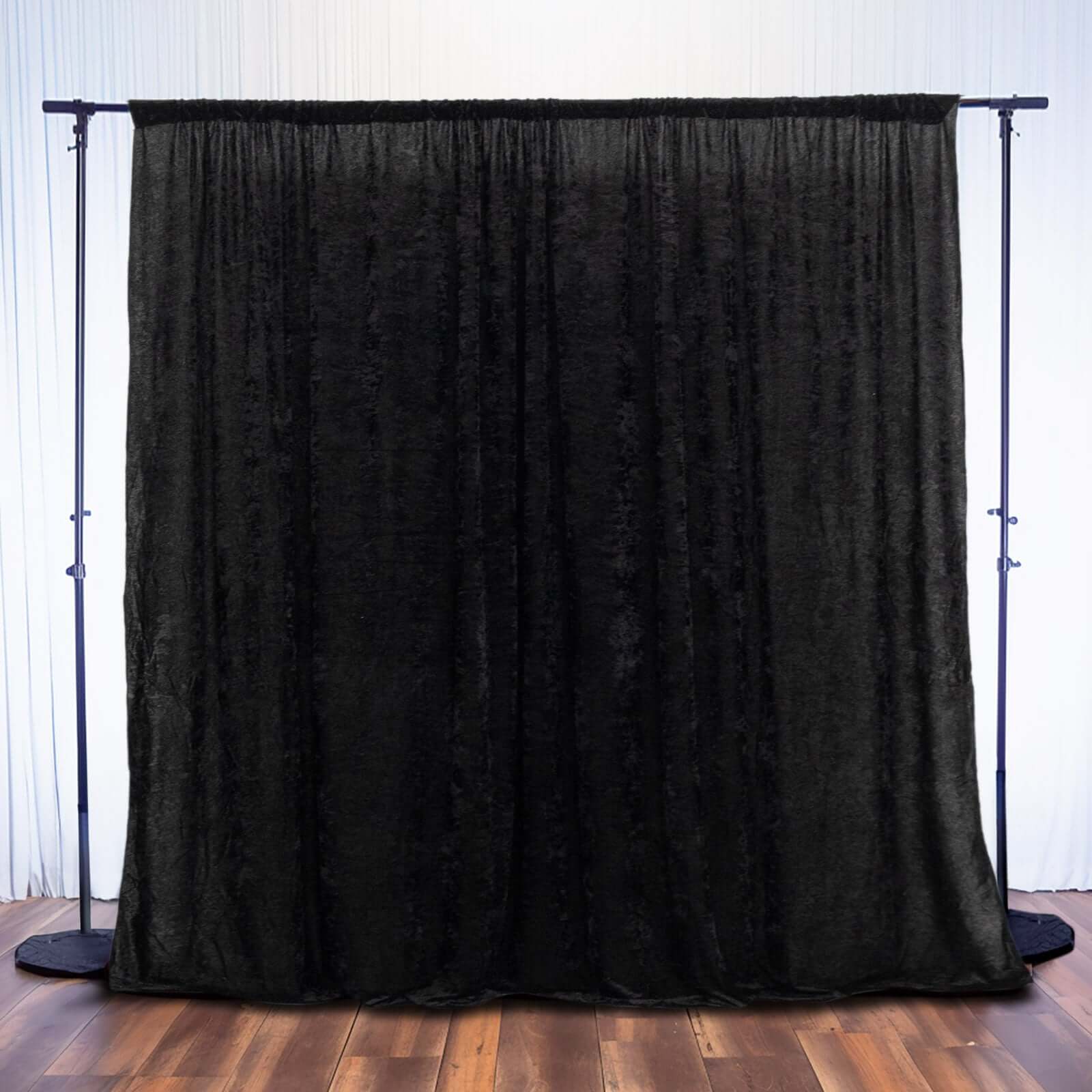 Crushed Velvet Backdrop Curtain – Black 8ft x 8ft Event Drape with Rod Pocket, Privacy Panel for Photo Booths & Events - Image 2