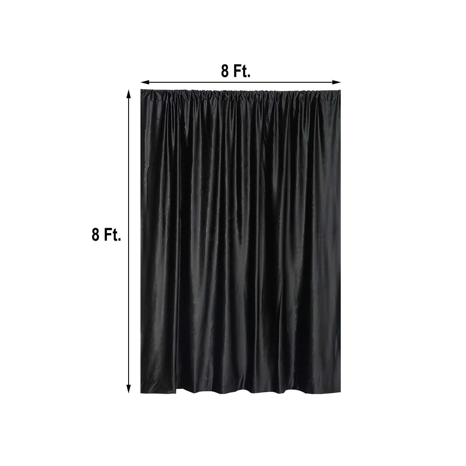 Crushed Velvet Backdrop Curtain – Black 8ft x 8ft Event Drape with Rod Pocket, Privacy Panel for Photo Booths & Events - Image 3