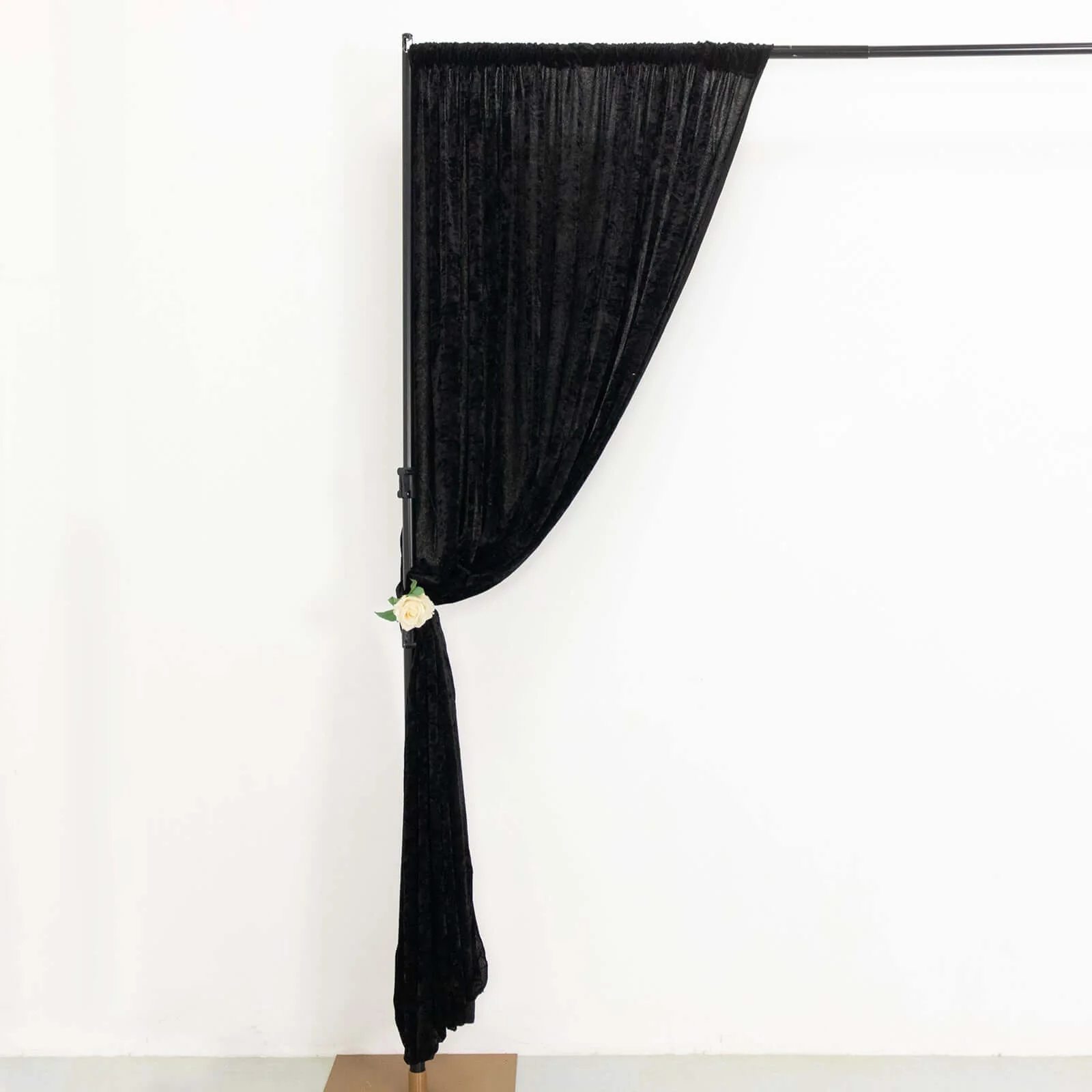 Crushed Velvet Backdrop Curtain – Black 8ft x 8ft Event Drape with Rod Pocket, Privacy Panel for Photo Booths & Events - Image 7