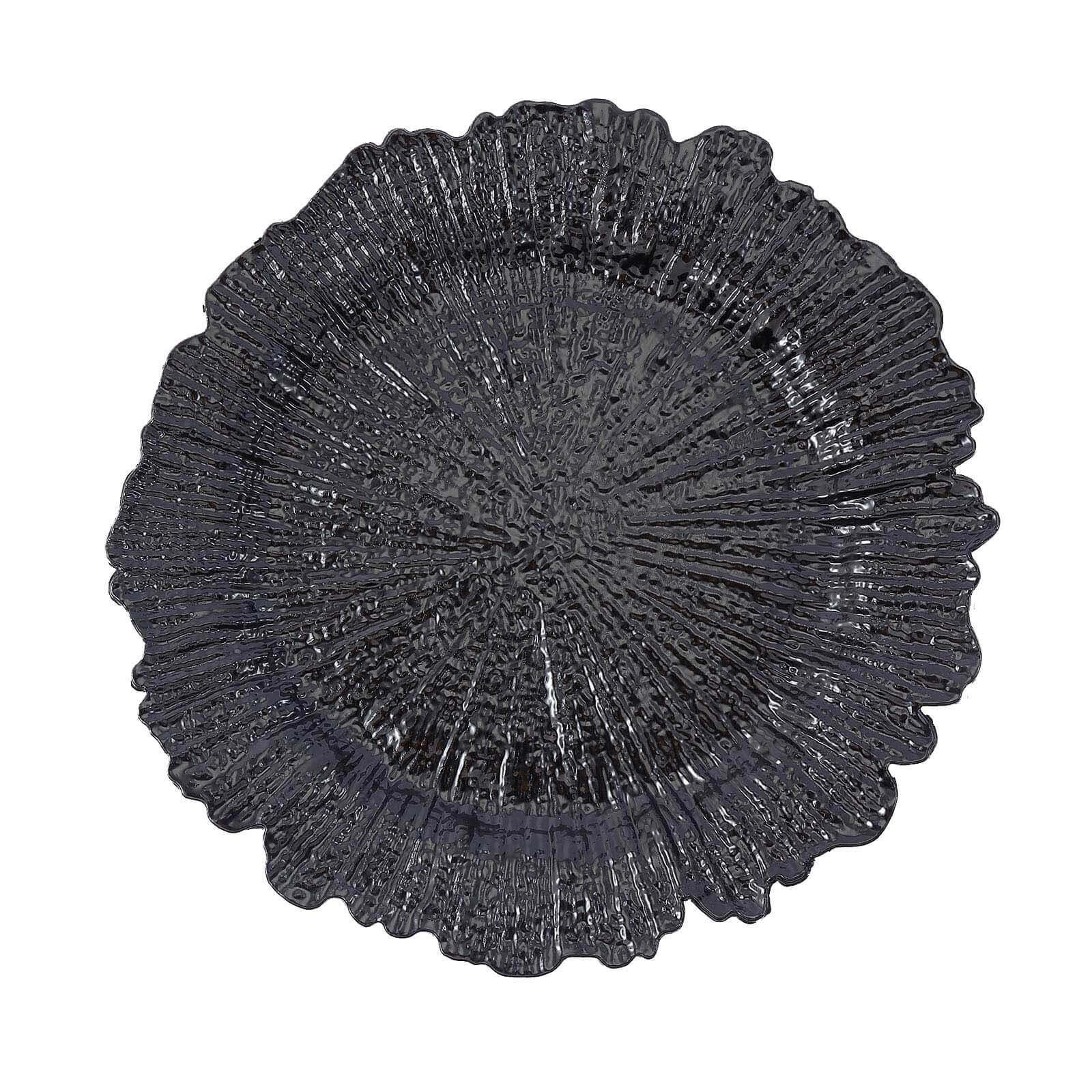 6-Pack Acrylic Plastic Charger Plates 13" Round Black Reef Design - Decorative Dinner Charger Tableware - Image 6