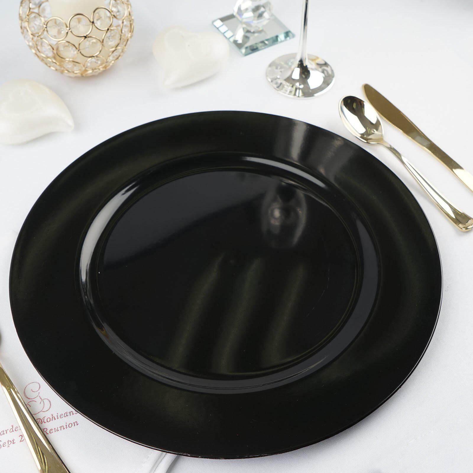 6-Pack Acrylic Plastic Charger Plates 13" Round Black - Dinner Charger Tableware - Image 6