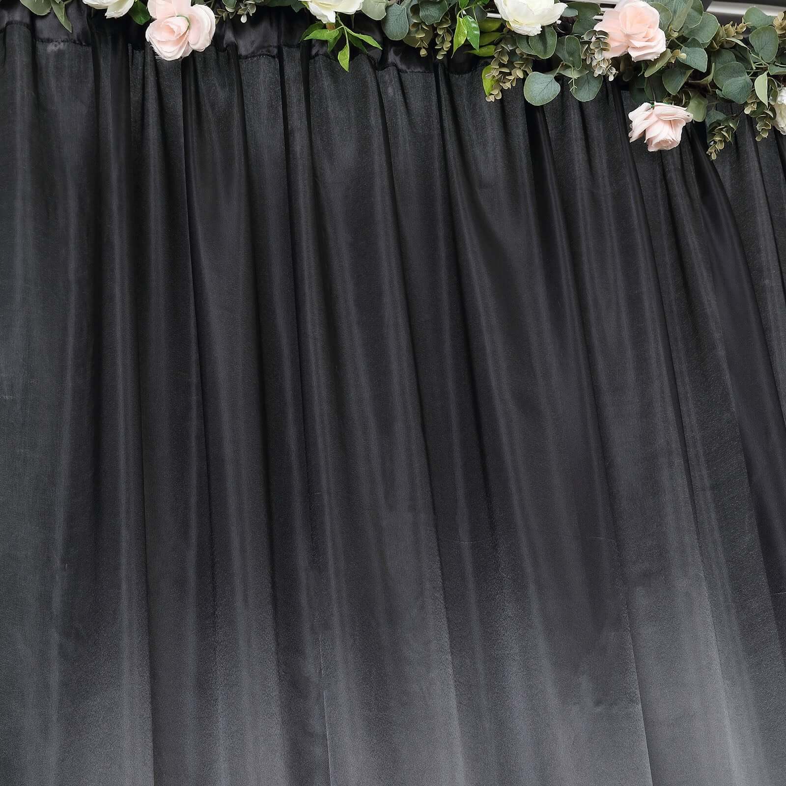 Black Satin Backdrop Drape Curtain, Photo Booth Event Divider Panel - 8ftx10ft - Image 2