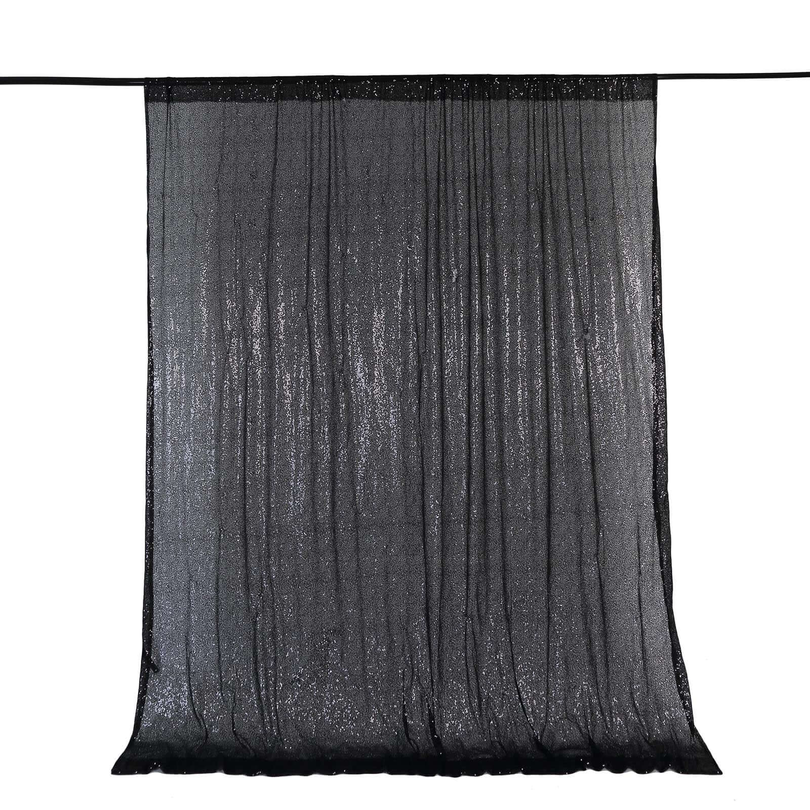 Black Sequin Backdrop Drape Curtain, Photo Booth Event Divider Panel - 8ftx8ft - Image 6