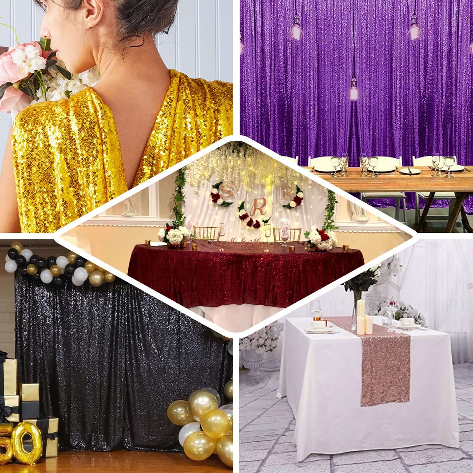 Black Sequin Fabric Bolt, Sparkly DIY Craft Fabric Roll 54"x4 Yards - Image 4