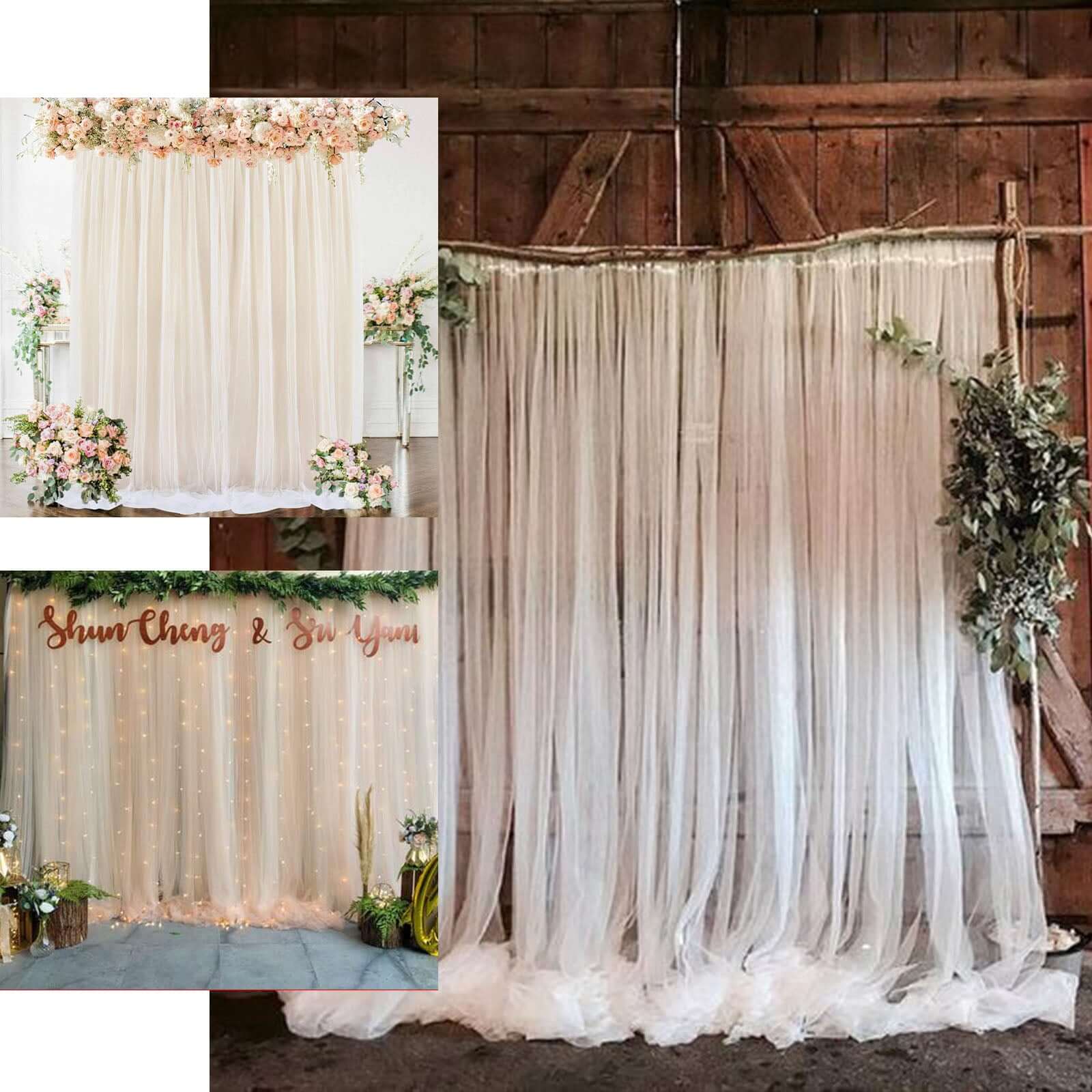 Black Reversible Sheer Tulle Backdrop Drape Curtain With Satin Header, Rod Ready Photo Booth Event Divider Panel - 5ftx10ft - Image 5