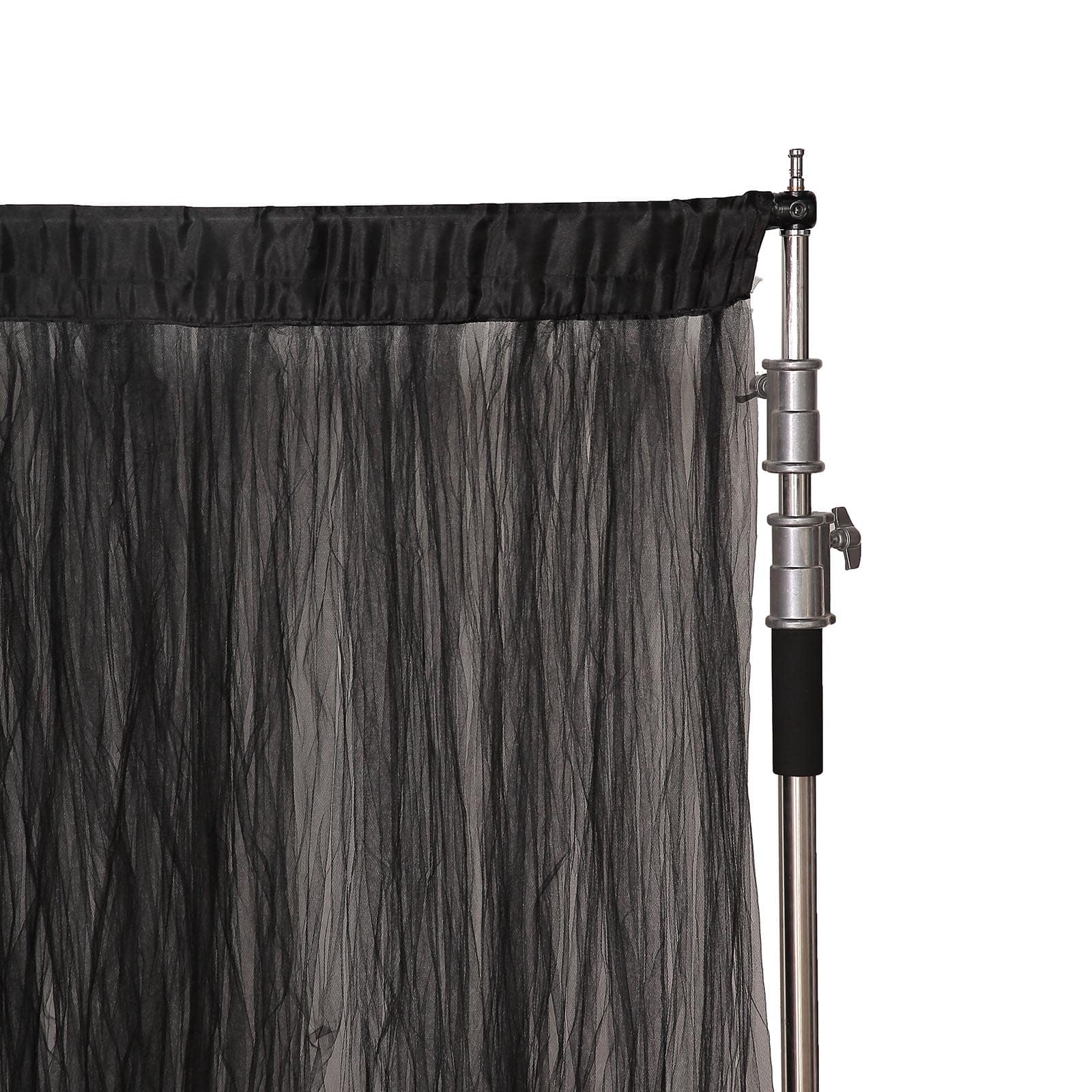 Black Reversible Sheer Tulle Backdrop Drape Curtain With Satin Header, Rod Ready Photo Booth Event Divider Panel - 5ftx10ft - Image 7