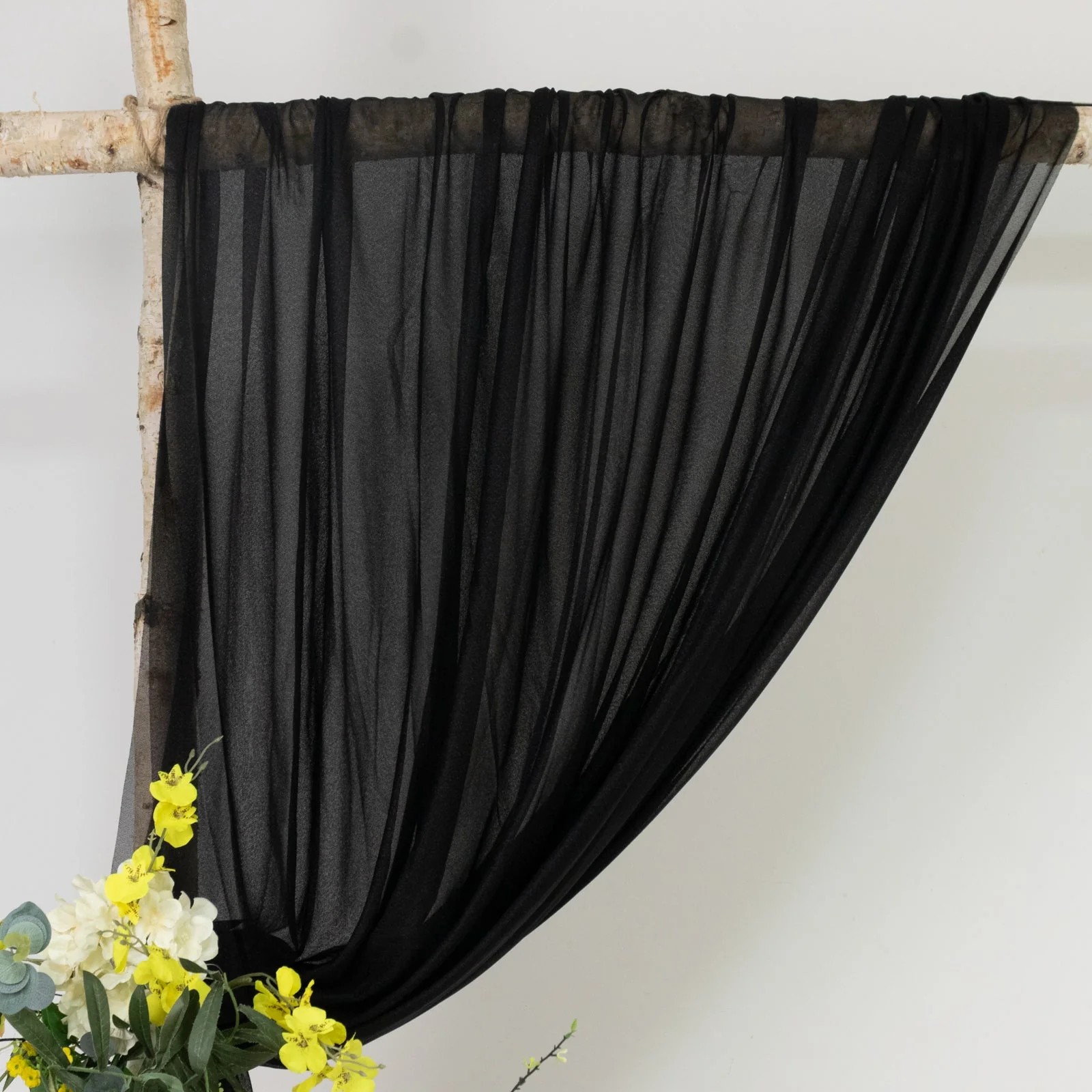 Sheer Wedding Arch Drape – 5ftx14ft Black Sheer Curtain Backdrop, Ceiling Drapery Panel - Image 3