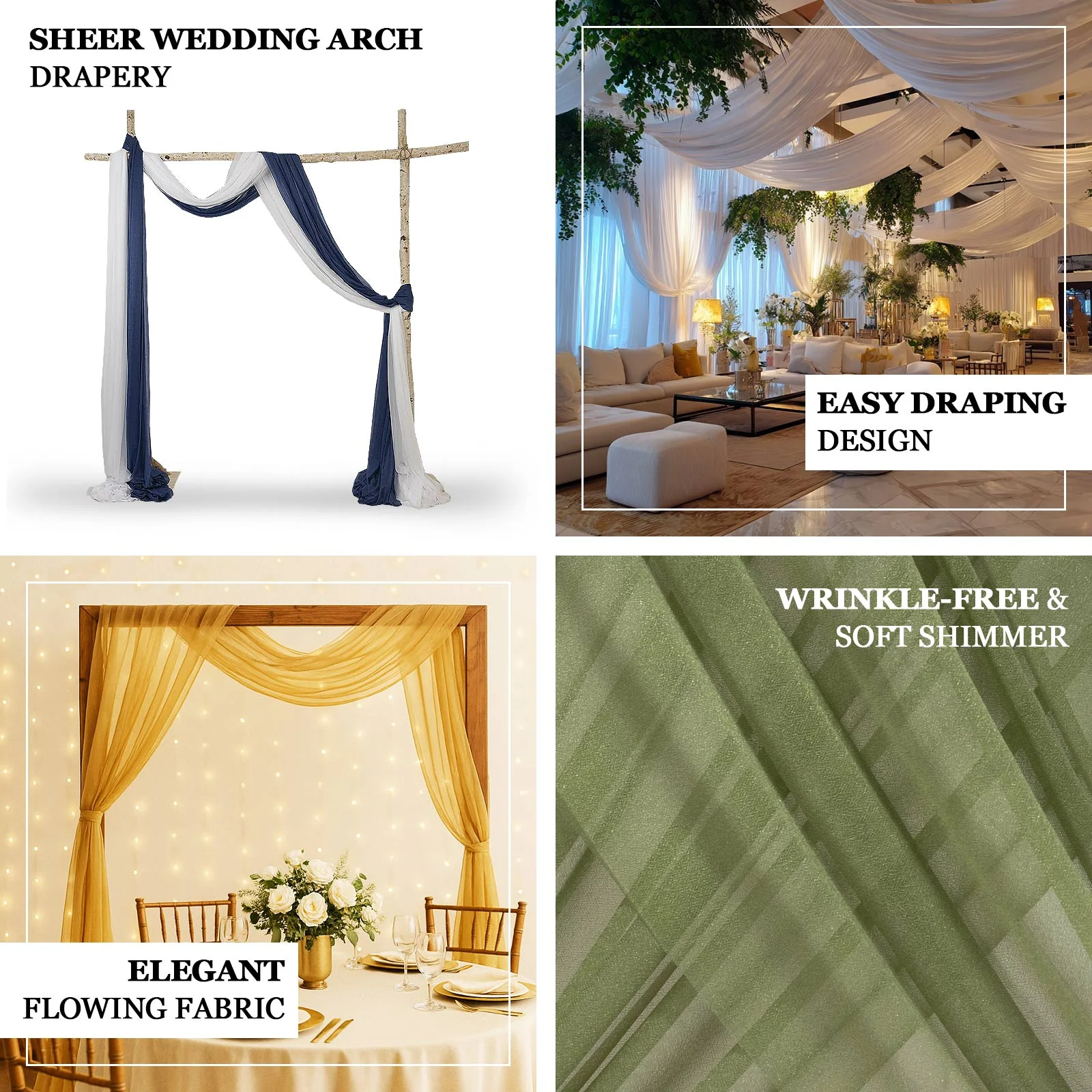 Sheer Wedding Arch Drape – 5ftx14ft Black Sheer Curtain Backdrop, Ceiling Drapery Panel - Image 4