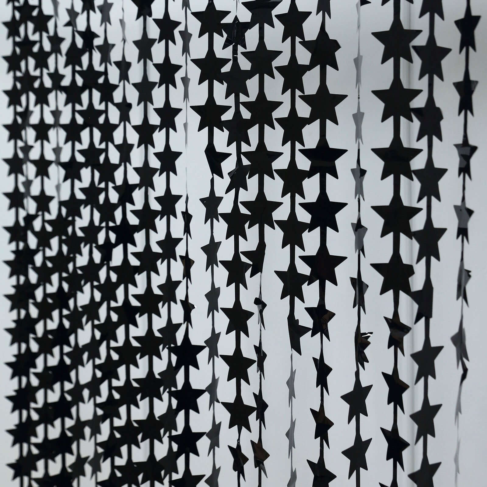 Black Star Chain Foil Fringe Curtain Party Backdrop, Metallic Black Tinsel Streamer Party Decor - Door Window Foil Curtain 3ftx6.5ft - Image 2