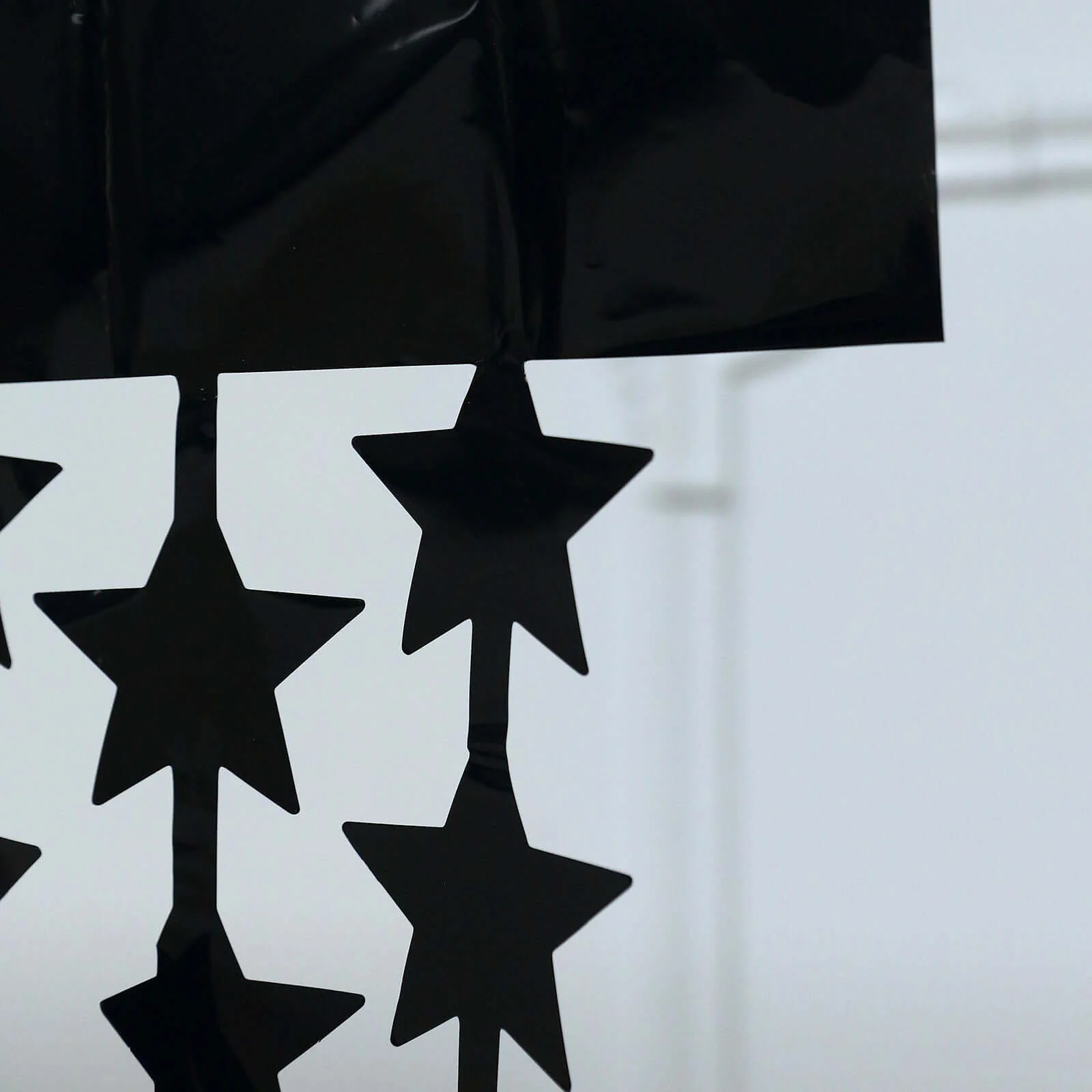 Black Star Chain Foil Fringe Curtain Party Backdrop, Metallic Black Tinsel Streamer Party Decor - Door Window Foil Curtain 3ftx6.5ft - Image 8