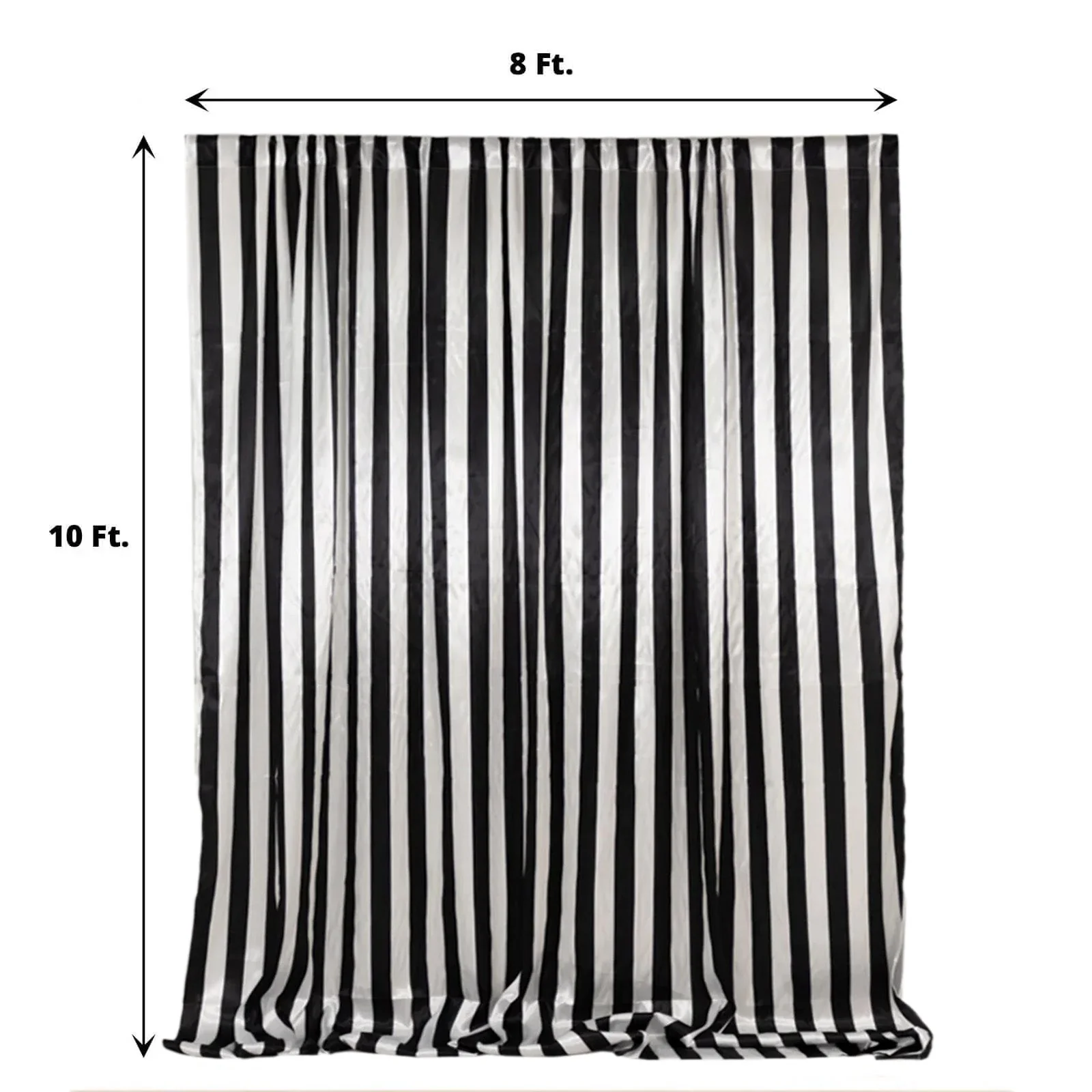 Black White Striped Satin Backdrop Curtain Panel, Glossy Event Photography Background Room Divider Curtain Drapery - 8ftx10ft - Image 4
