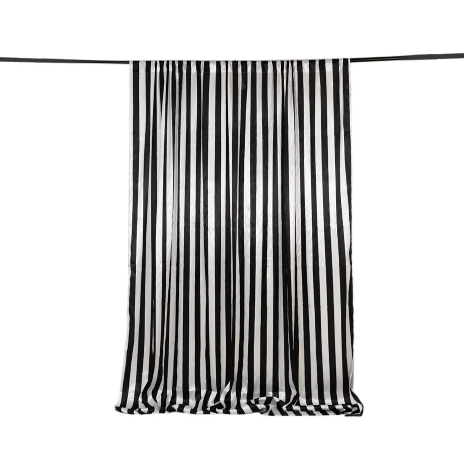 Black White Striped Satin Backdrop Curtain Panel, Glossy Event Photography Background Room Divider Curtain Drapery - 8ftx10ft - Image 5