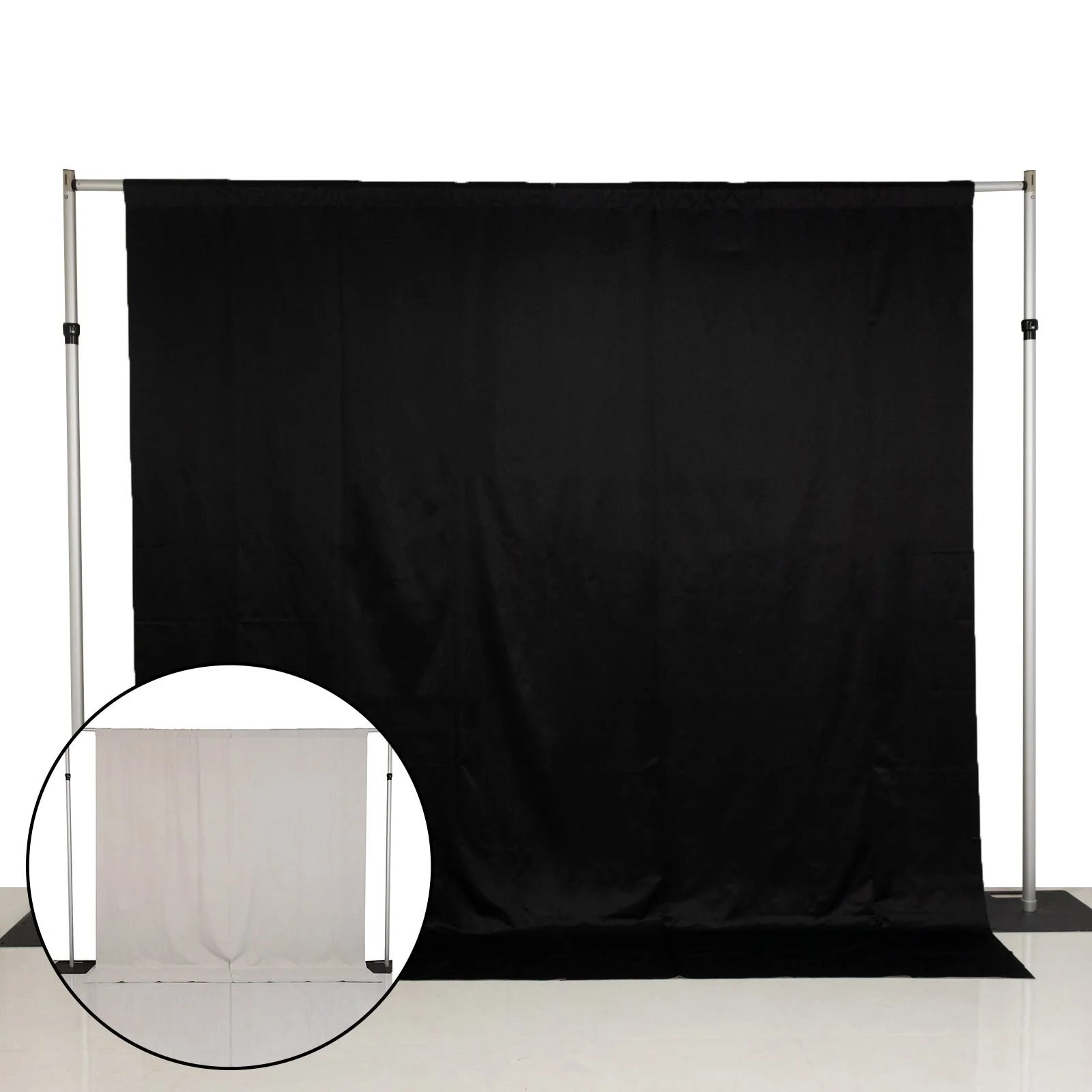 2 Pack 5ftx10ft Blackout Curtains Lamour Satin Drapery Panels Black/Ivory | PU-Coated Double Sided Backdrop for Events, Photography, and Weddings - Image 3