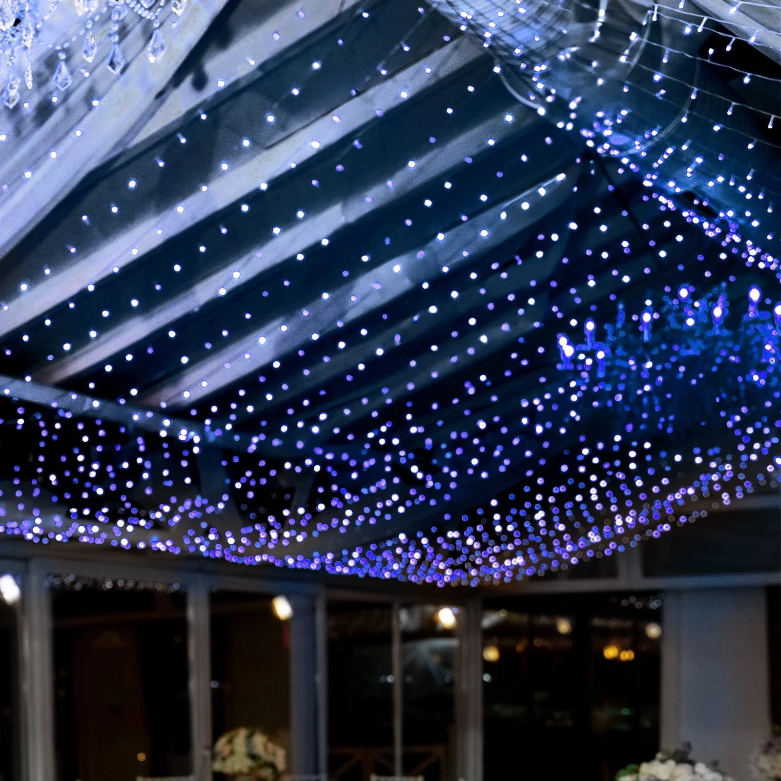 Blue 600 LED Curtain String Lights with 8 Modes, Plug In Connectable Twinkle Fairy Lights - 10ftx20ft - Image 3