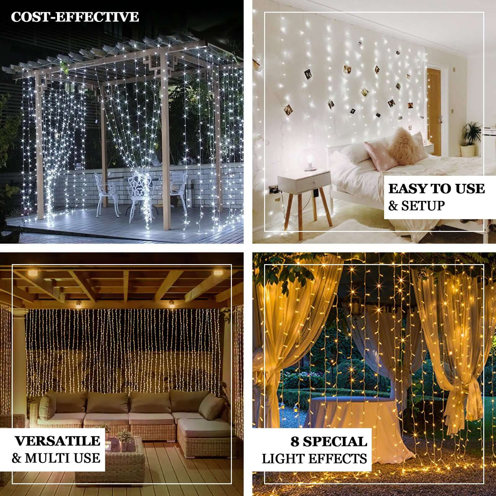 Blue 600 LED Curtain String Lights with 8 Modes, Plug In Connectable Twinkle Fairy Lights - 10ftx20ft - Image 4