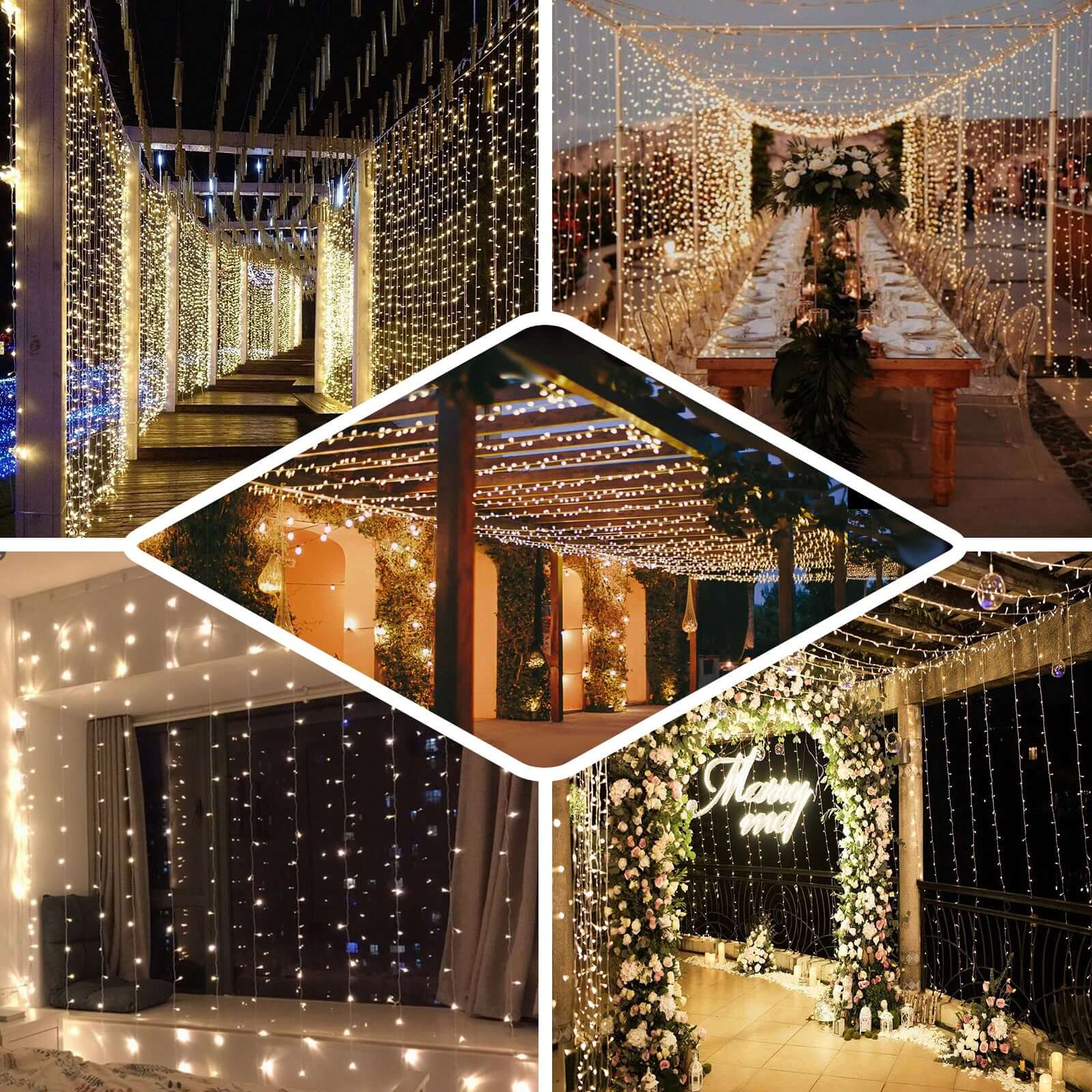 Blue 600 LED Curtain String Lights with 8 Modes, Plug In Connectable Twinkle Fairy Lights - 10ftx20ft - Image 5