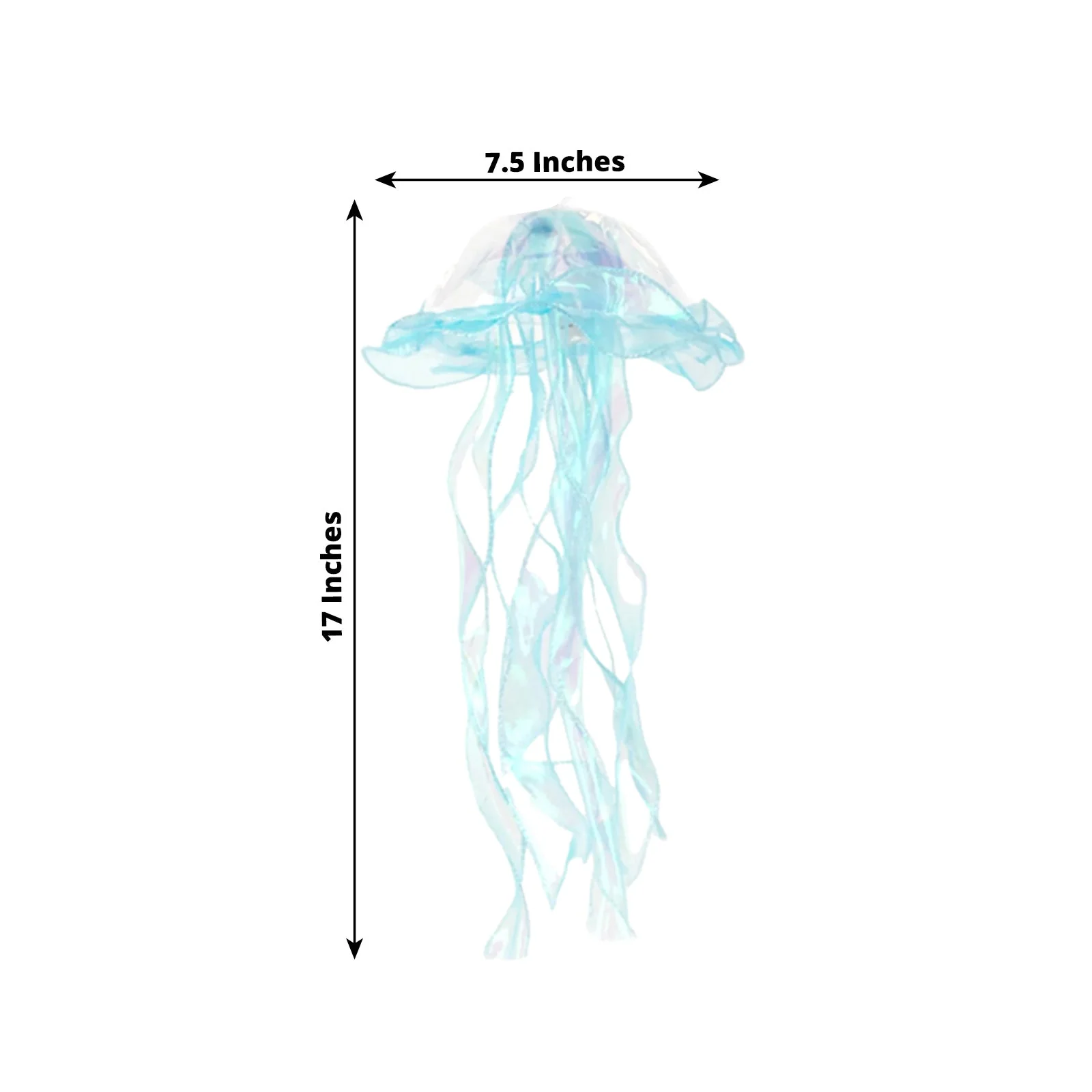 6 Pack Blue Purple Jelly Fish LED Lantern Hanging Lights, 3 Flashing Modes Organza Ribbon Jellyfish Lamp Mermaid Theme Party Decor - 17" - Image 2