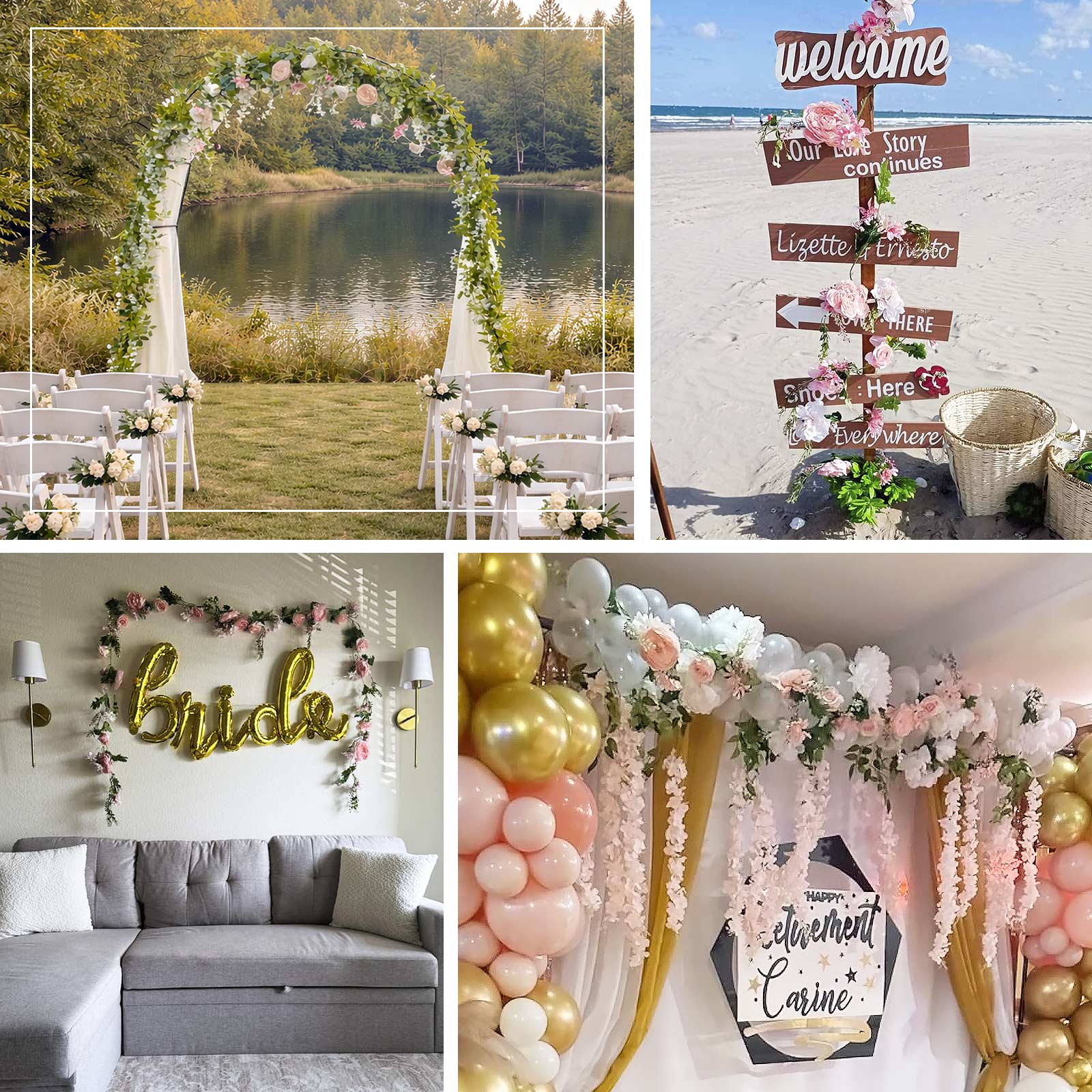 Blush Artificial Rose Peony Flower Garland, Mixed Floral Greenery Garland Silk Hanging Vines - 6ft - Image 4