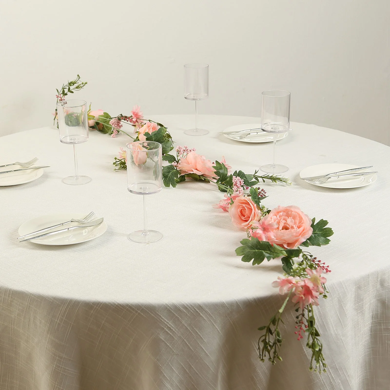 Blush Artificial Rose Peony Flower Garland, Mixed Floral Greenery Garland Silk Hanging Vines - 6ft - Image 6