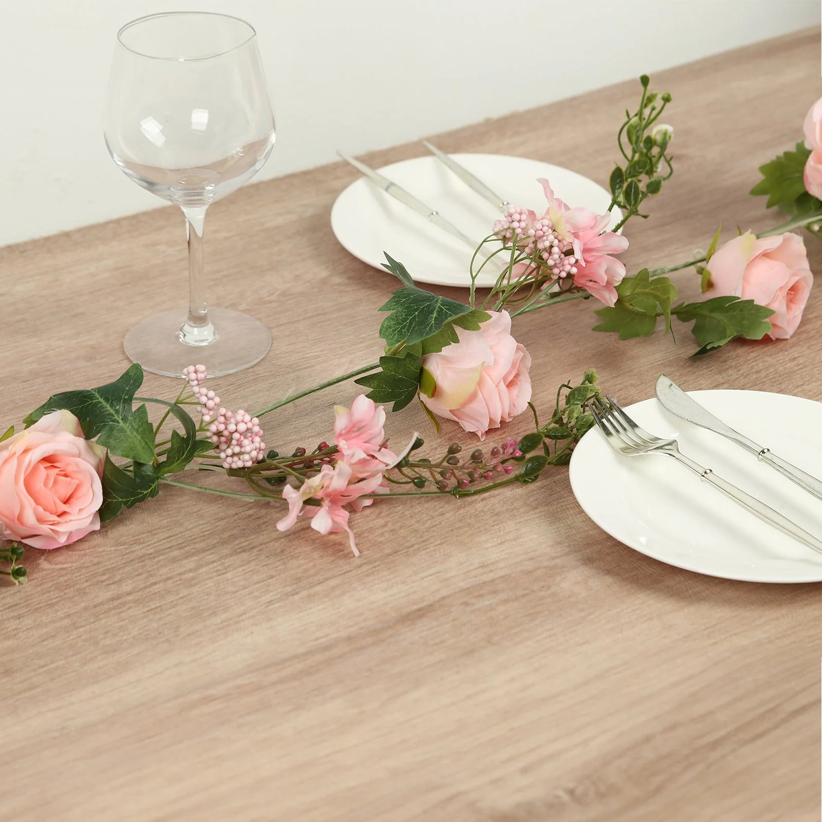 Blush Artificial Rose Peony Flower Garland, Mixed Floral Greenery Garland Silk Hanging Vines - 6ft - Image 9
