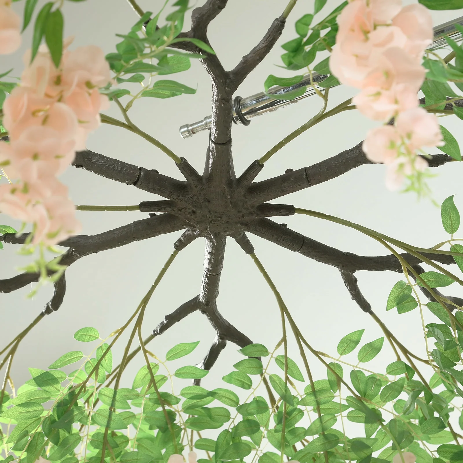 Blush Artificial Silk Wisteria Vine Round Hanging Canopy, Draping Garland Flower Chandelier With Interchangeable Branches 55" - Image 7