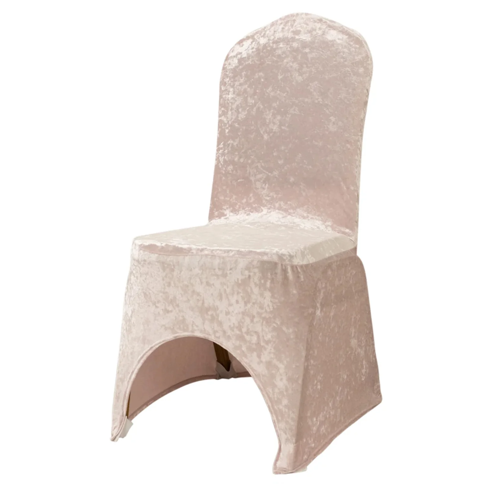 Crushed Velvet Spandex Stretch Banquet Chair Cover 190GSM Blush - Fitted with Foot Pockets - Image 8