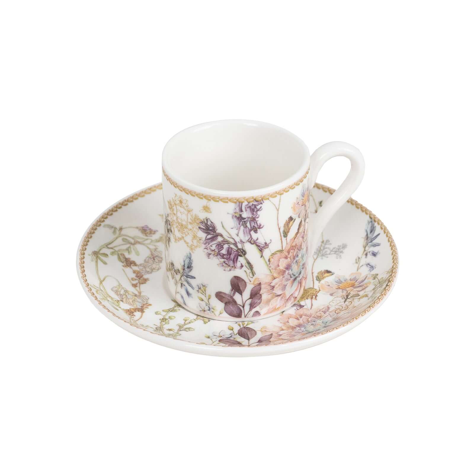 Blush Floral Design Bridal Shower Gift Set, Set of 2 Porcelain Espresso Cups and Saucers with Matching Gift Box - Image 7