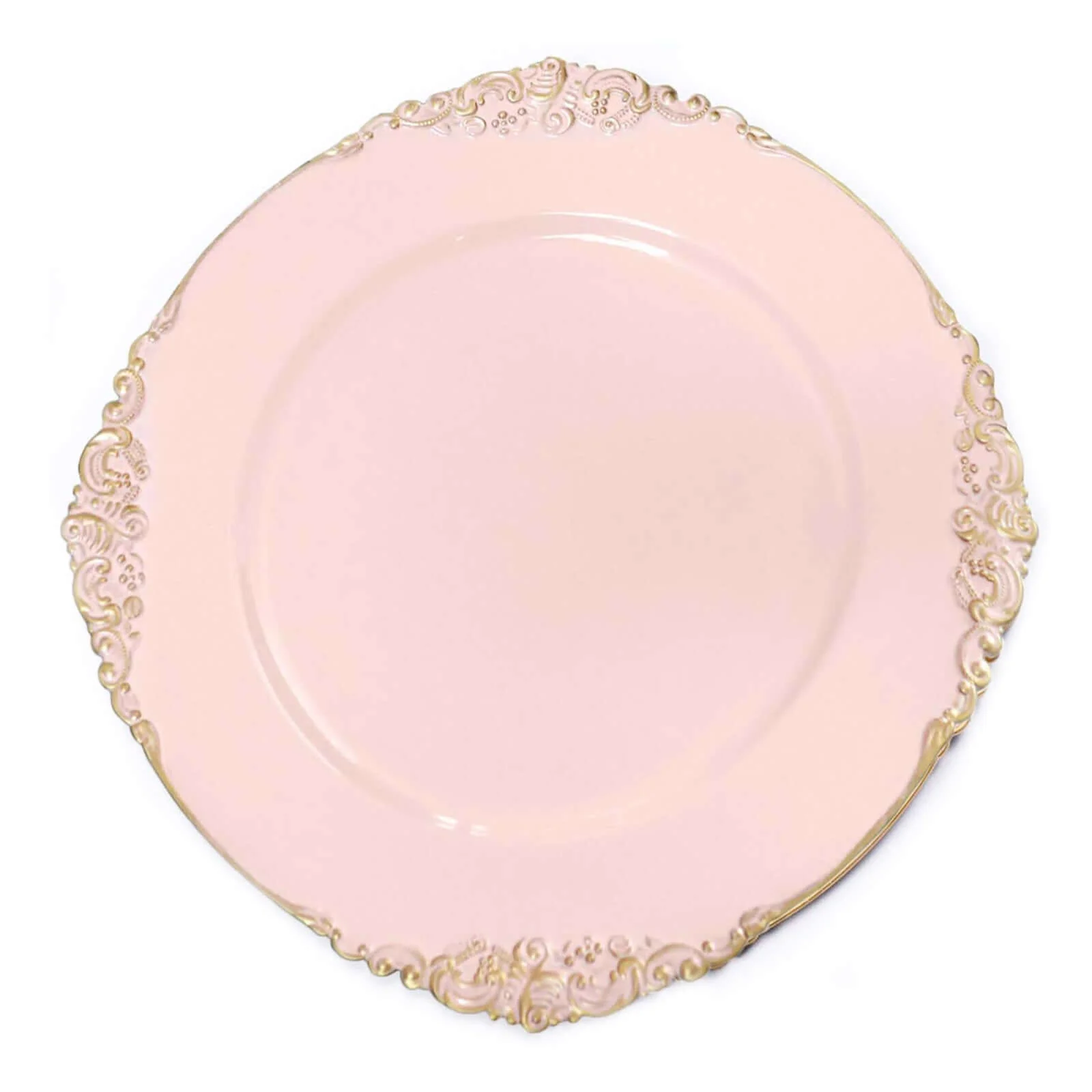 6-Pack Acrylic Charger Plates 13" Round Blush with Gold Embossed Baroque Rim - Antique Decorative Dinner Tableware - Image 7