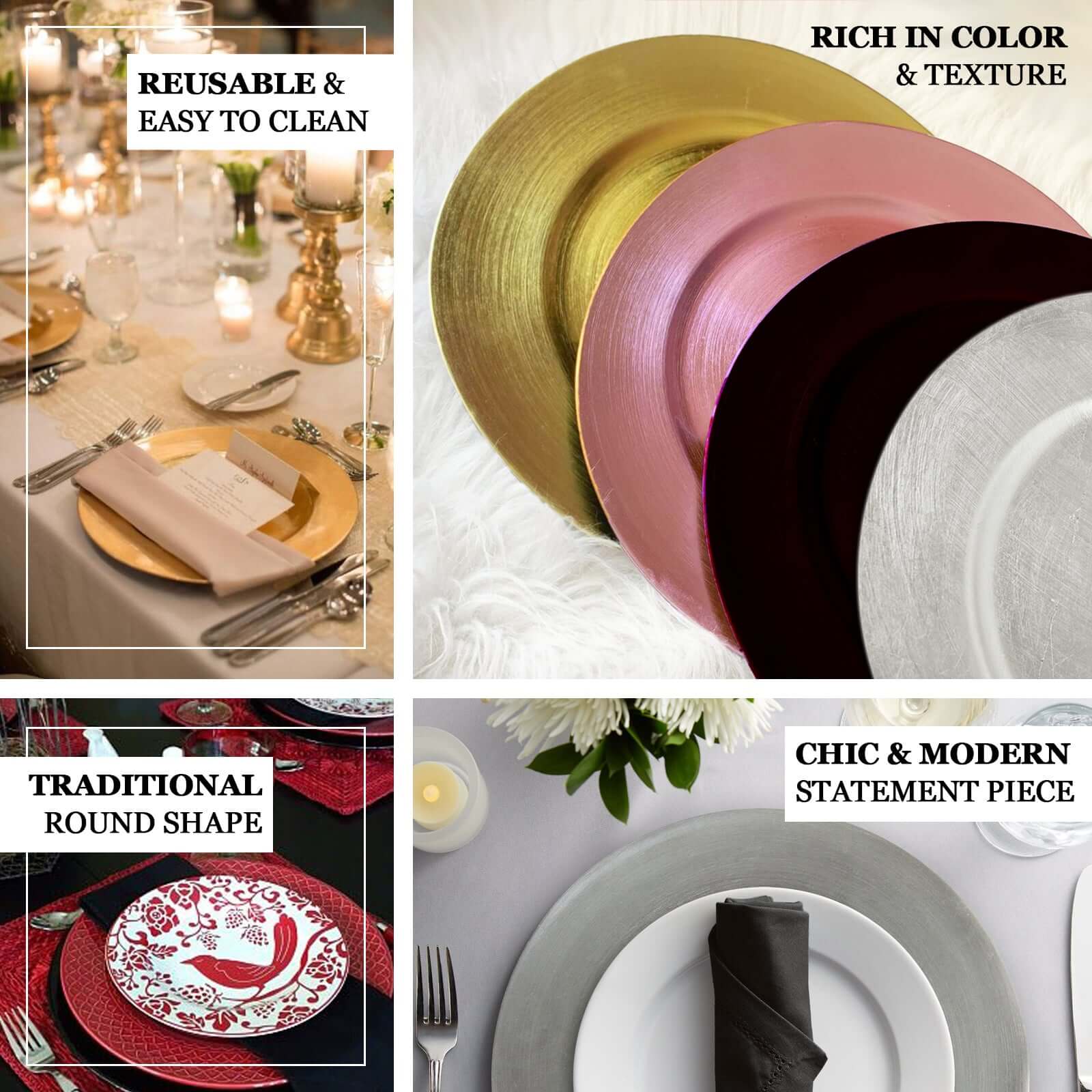 6-Pack Acrylic Plastic Charger Plates 13" Round Blush - Dinner Charger Tableware - Image 4
