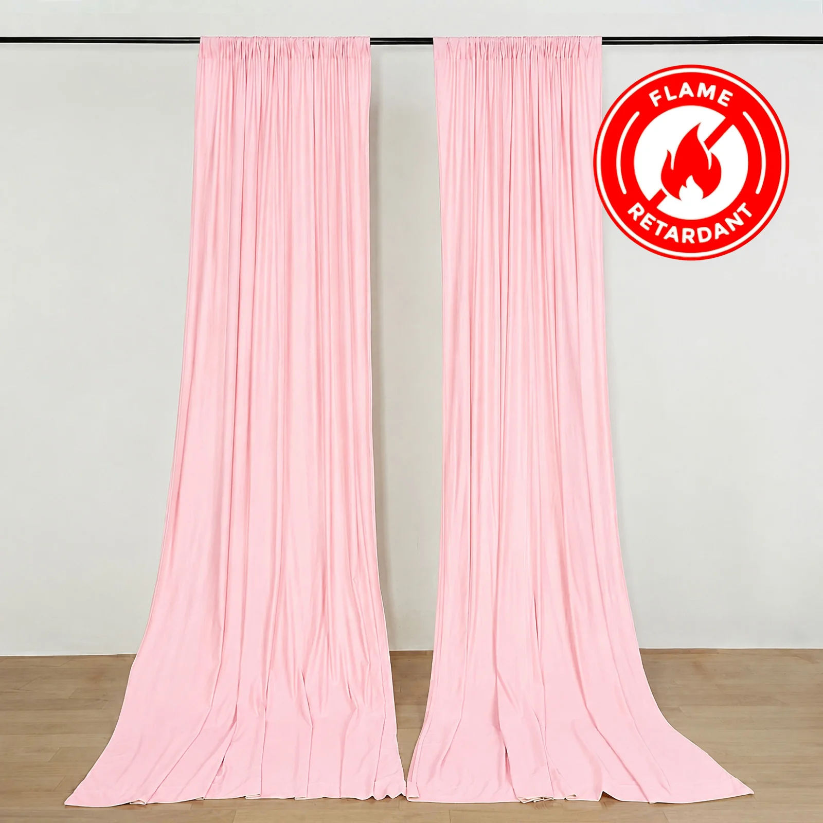 2 Pack 5ftx10ft Blush Scuba Polyester Backdrop Drape Curtains, Durable Flame Resistant Event Divider Panels Wrinkle Free With Rod Pockets