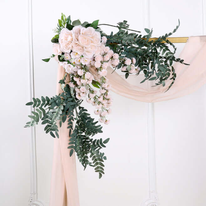 Blush Sheer Organza Wedding Arch Draping Fabric, Long Curtain Backdrop Window Scarf Valance 18ft - Image 5