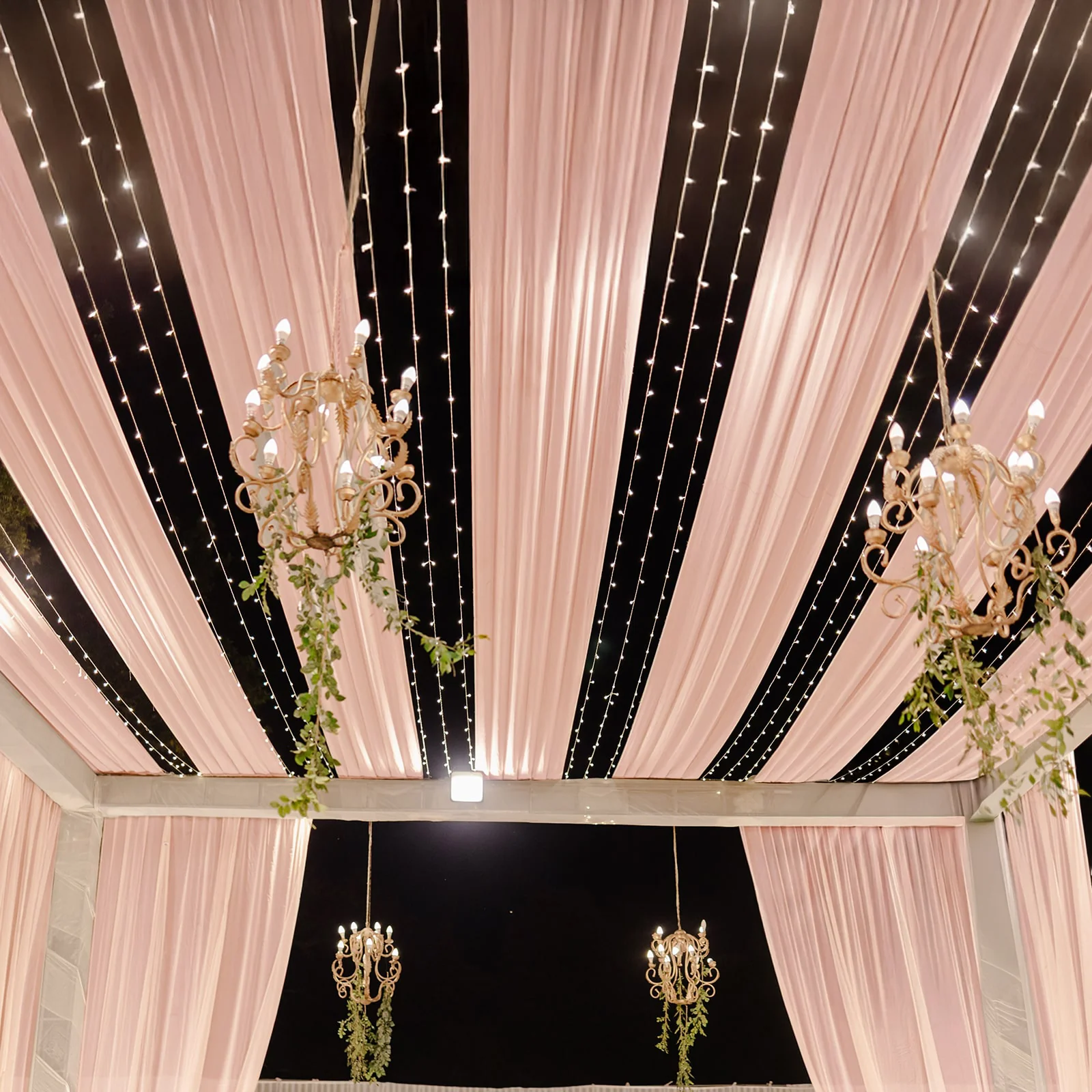 Sheer Wedding Arch Drape – 5ftx32ft Blush Sheer Curtain Backdrop, Ceiling Drapery Panel - Image 3