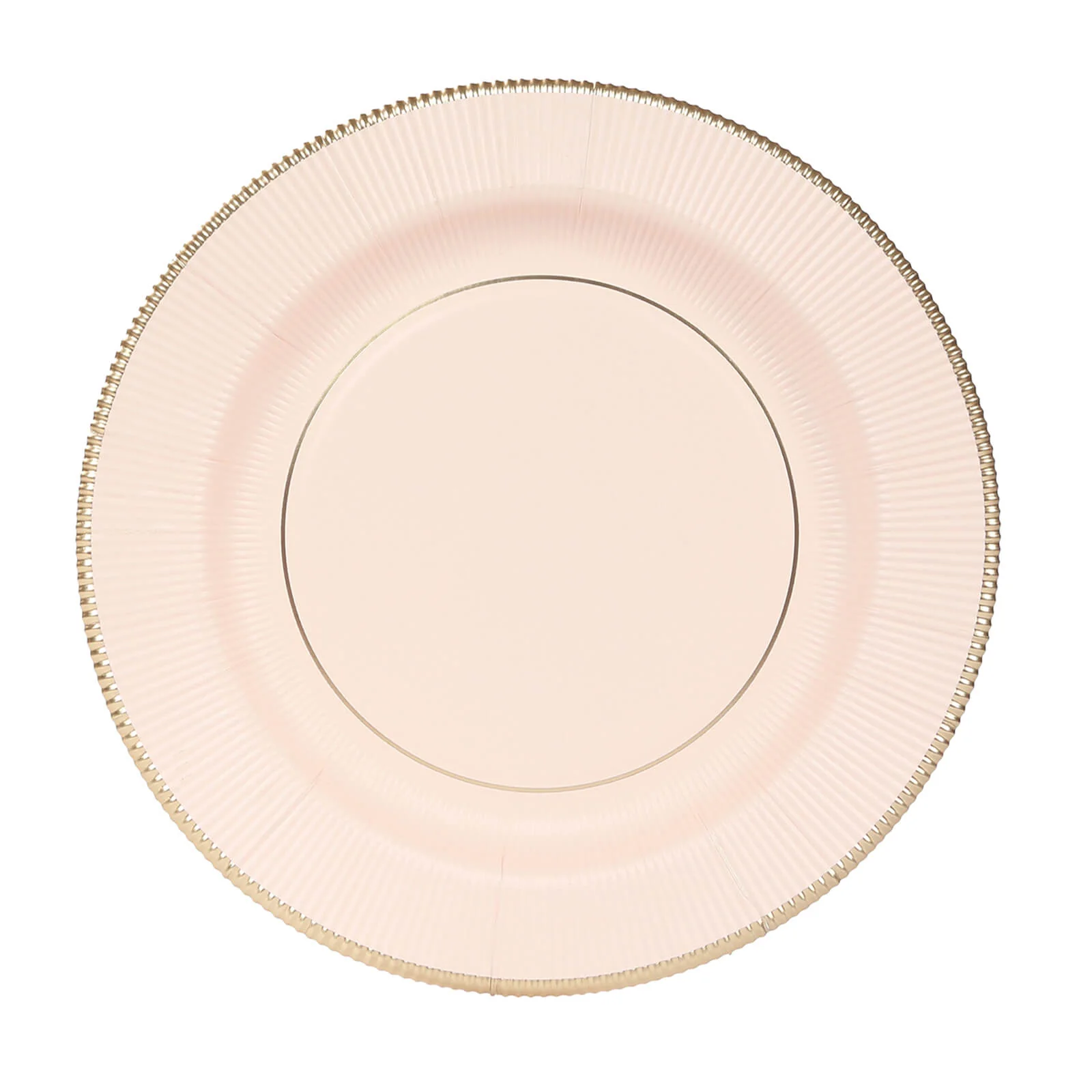 25-Pack Paper Round Dinner Plates 10" Blush Sunray Design with Gold Rim - 350GSM Heavy Duty Disposable Party Plates - Image 6